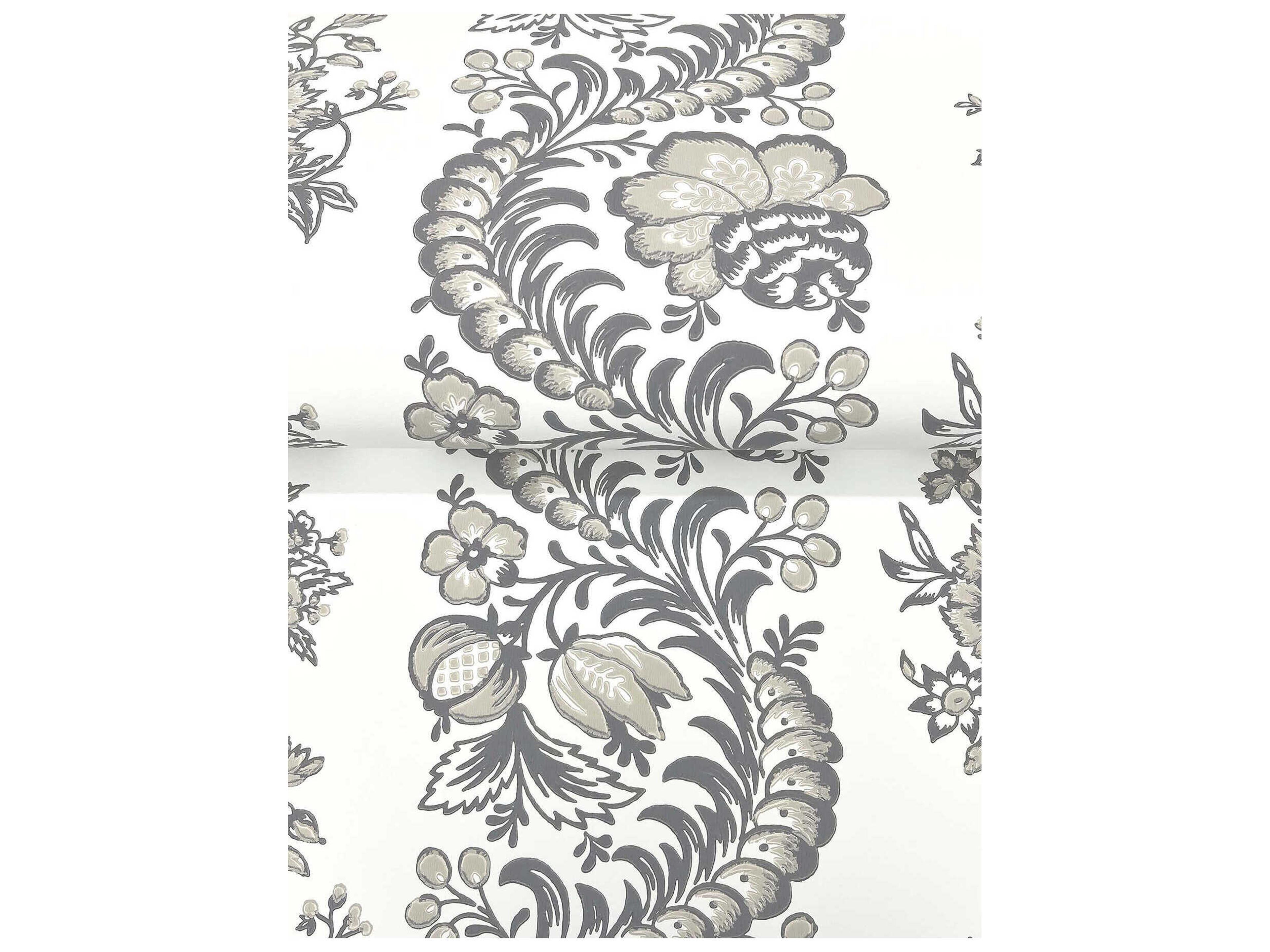 York Wallcoverings Antonina Vella Charcoal Floral Wallpaper