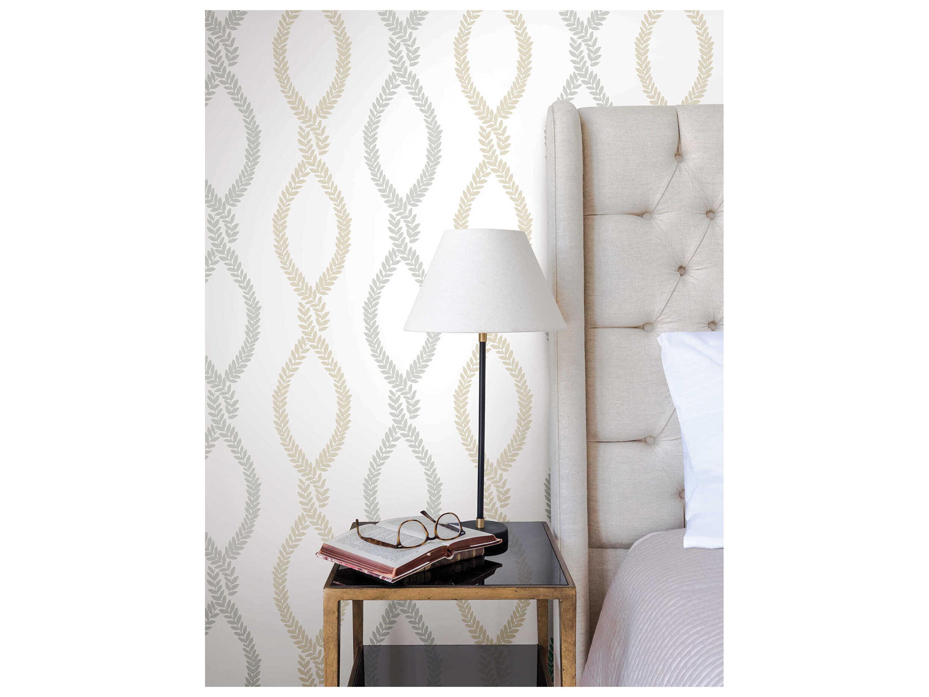 York Wallcoverings Antonina Vella Neutral Trellis Wallpaper