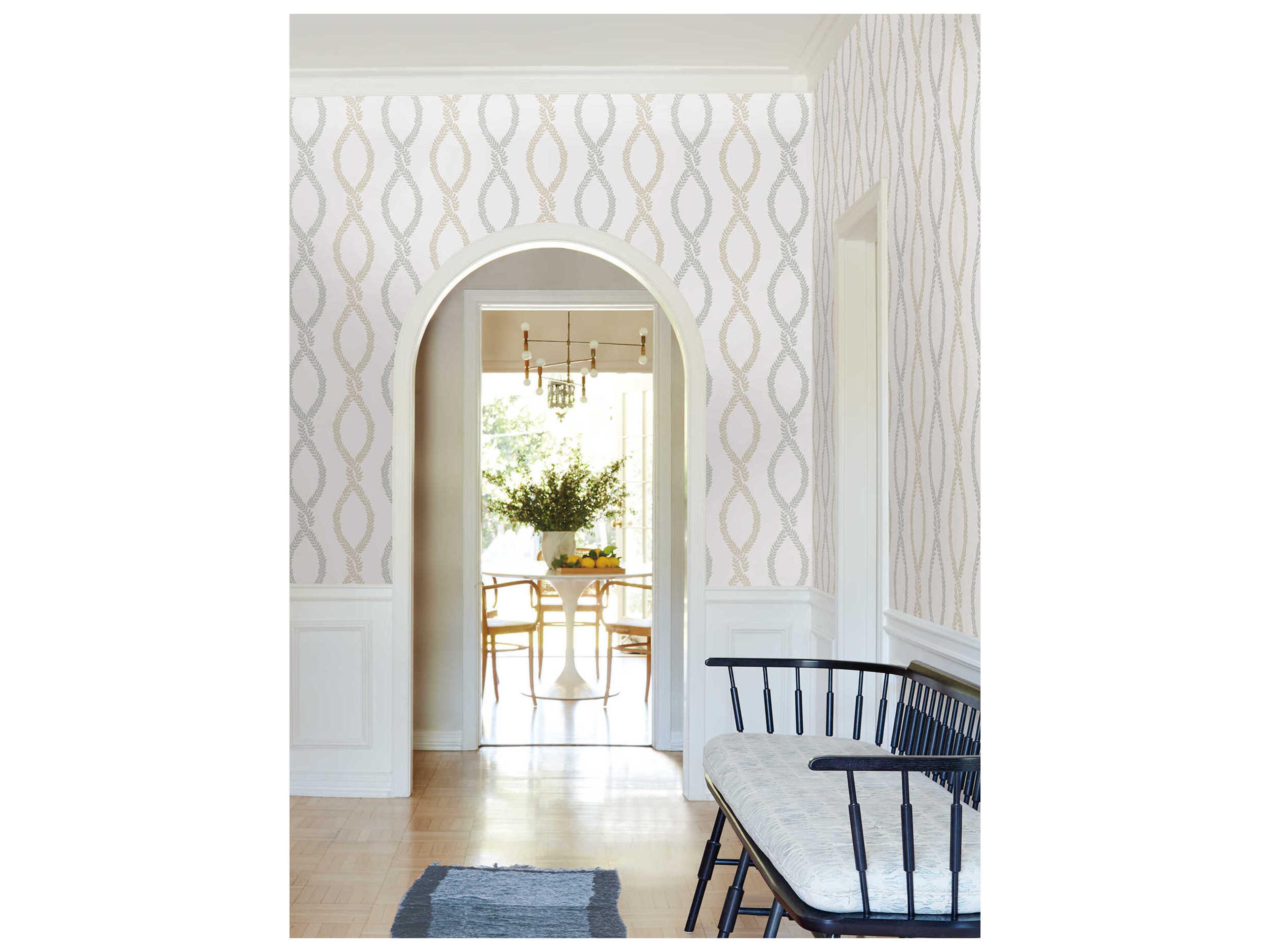 York Wallcoverings Antonina Vella Neutral Trellis Wallpaper