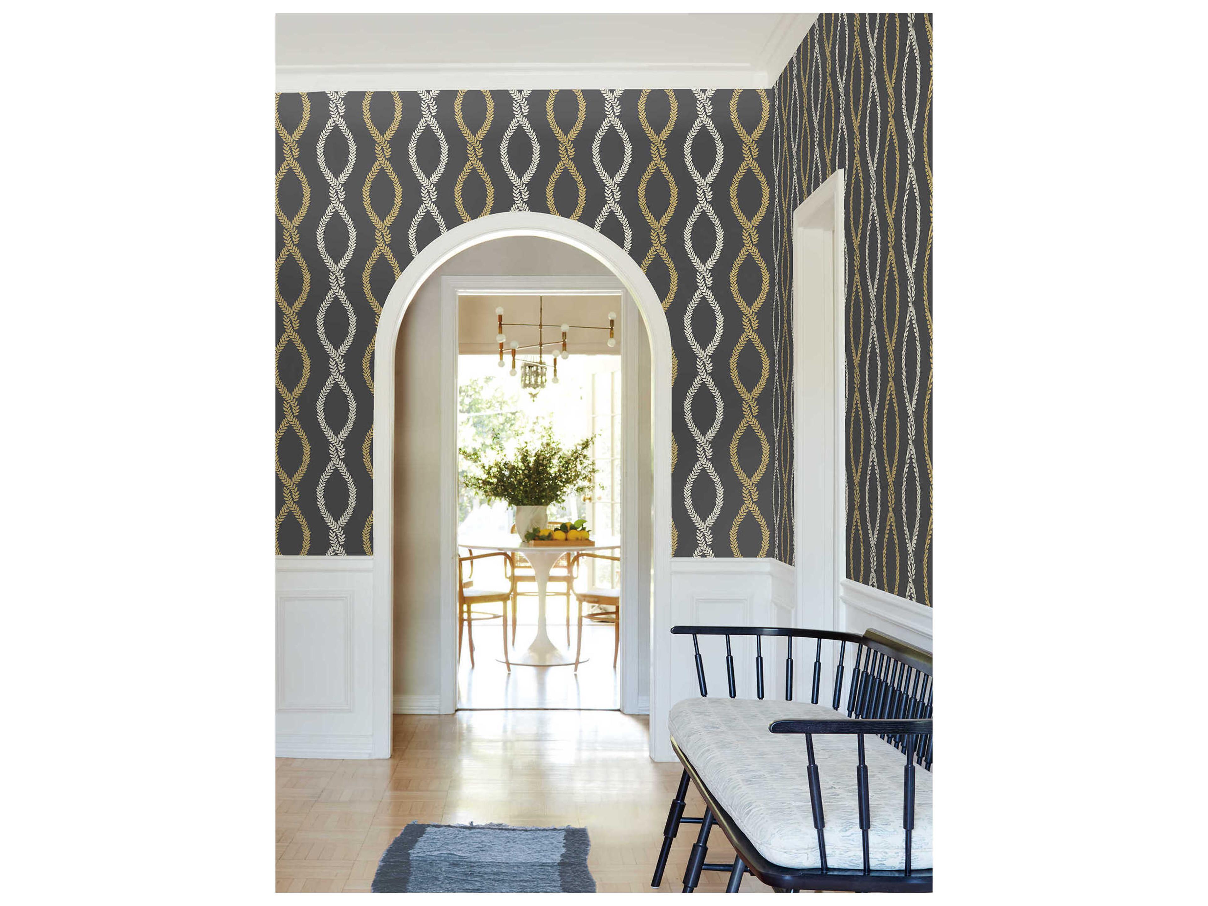 York Wallcoverings Antonina Vella Black Trellis Wallpaper