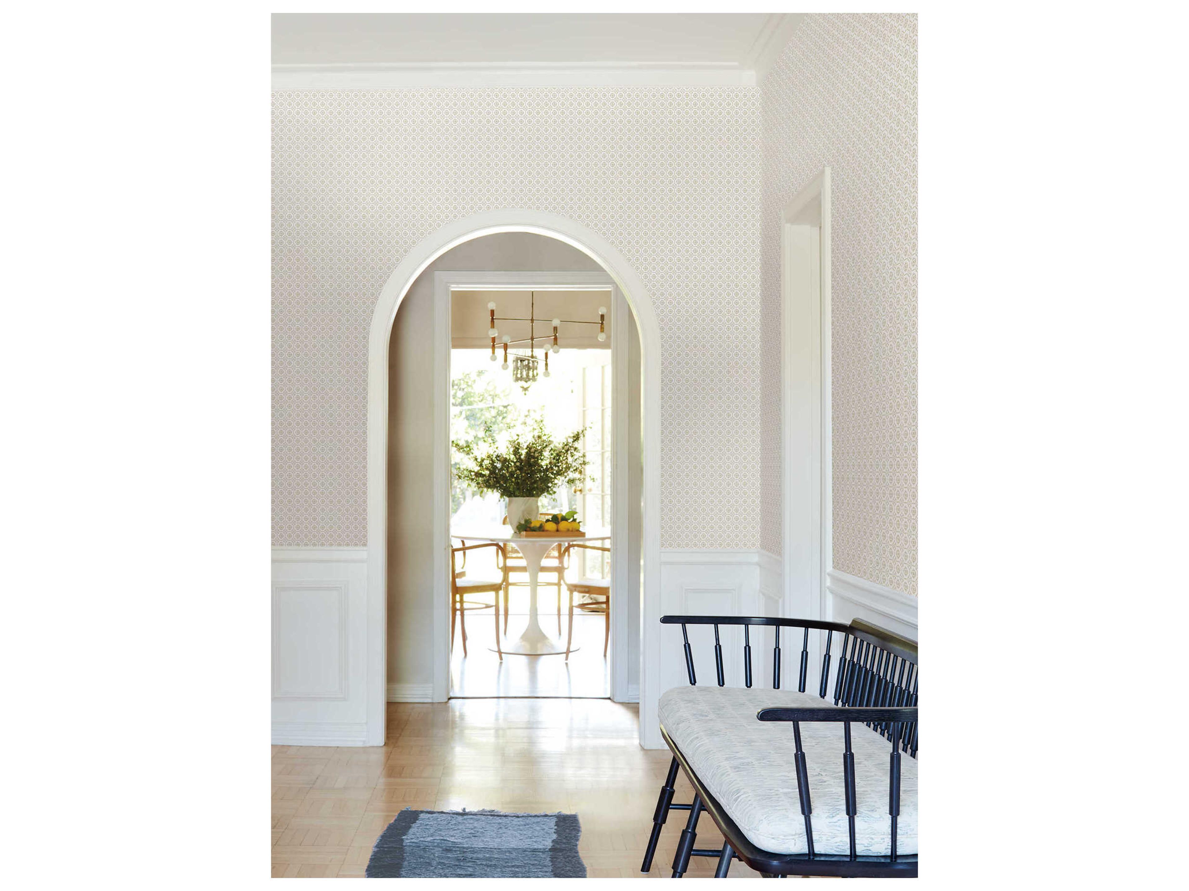 York Wallcoverings Antonina Vella Beige Floral Grid Wallpaper