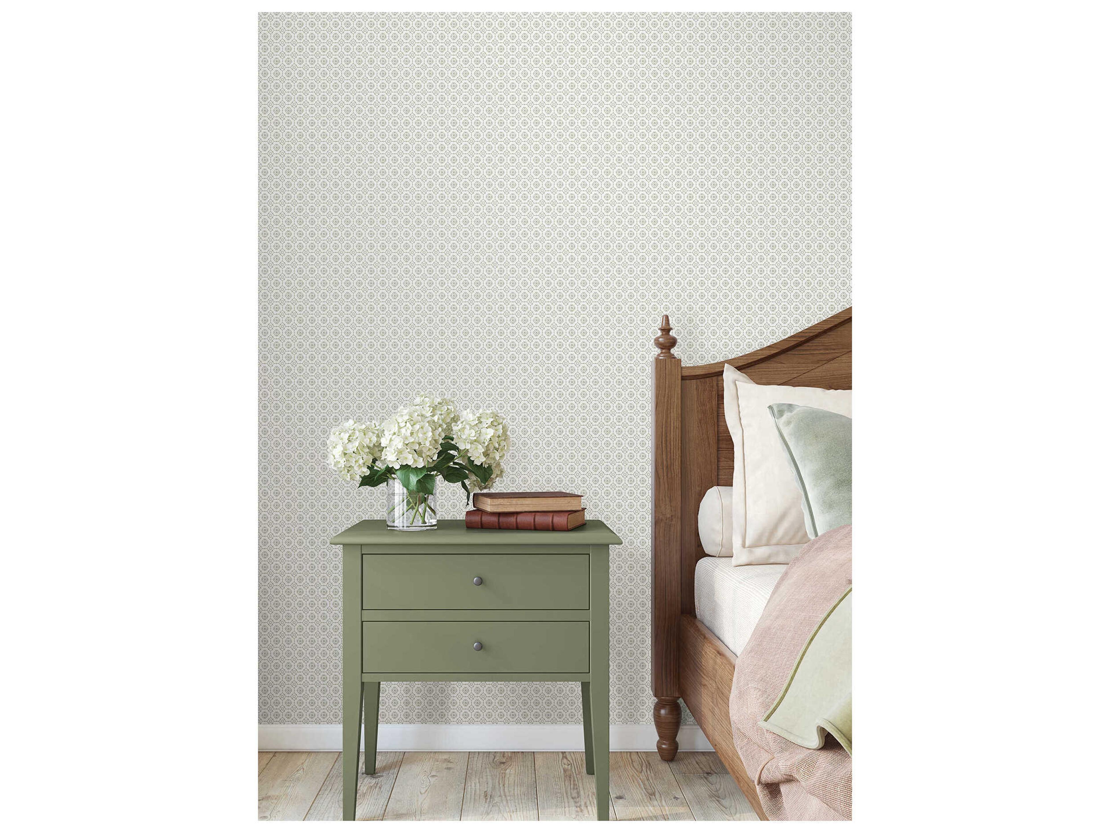 York Wallcoverings Antonina Vella Grey Floral Grid Wallpaper