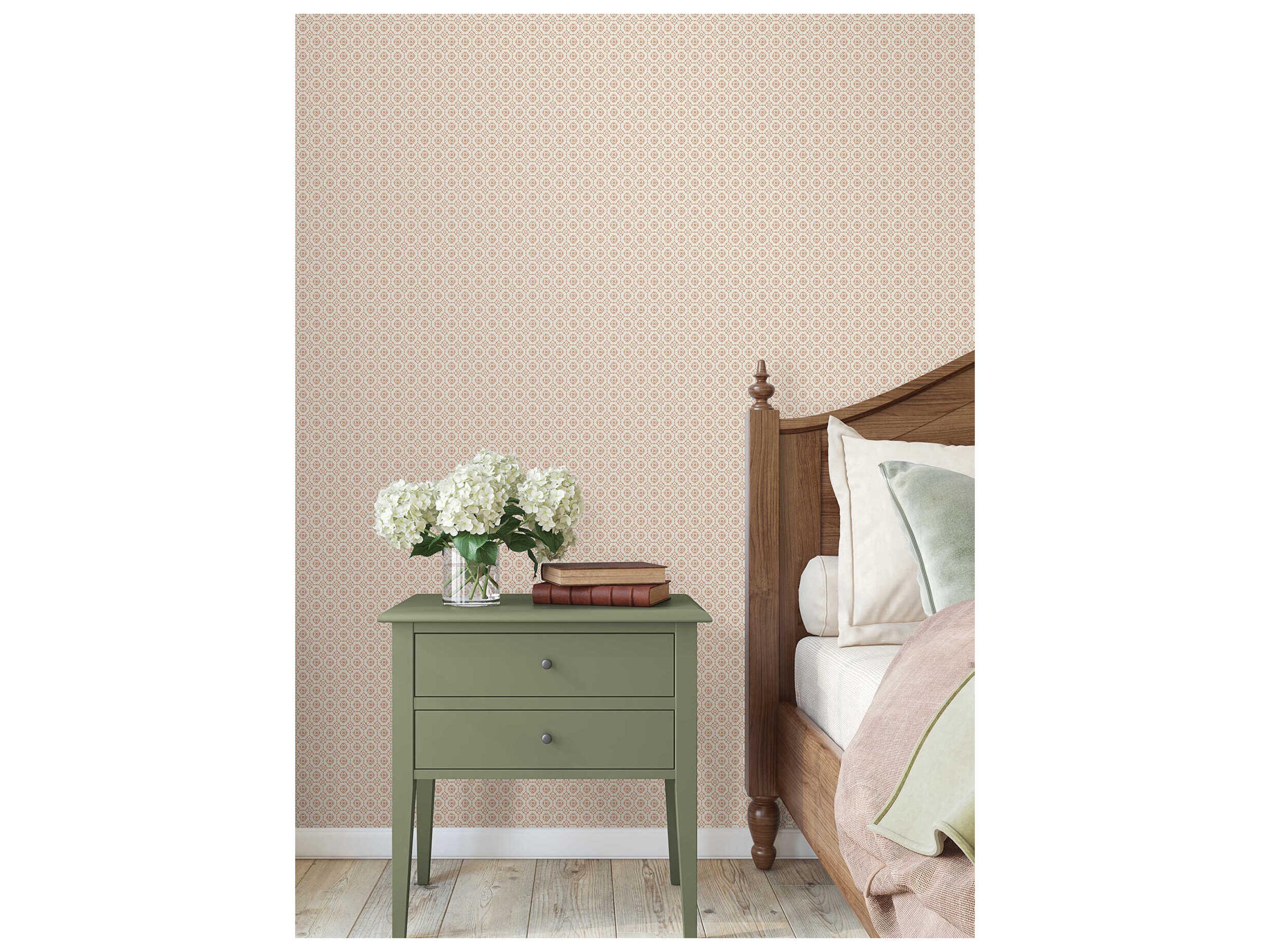 York Wallcoverings Antonina Vella Rose Floral Grid Wallpaper
