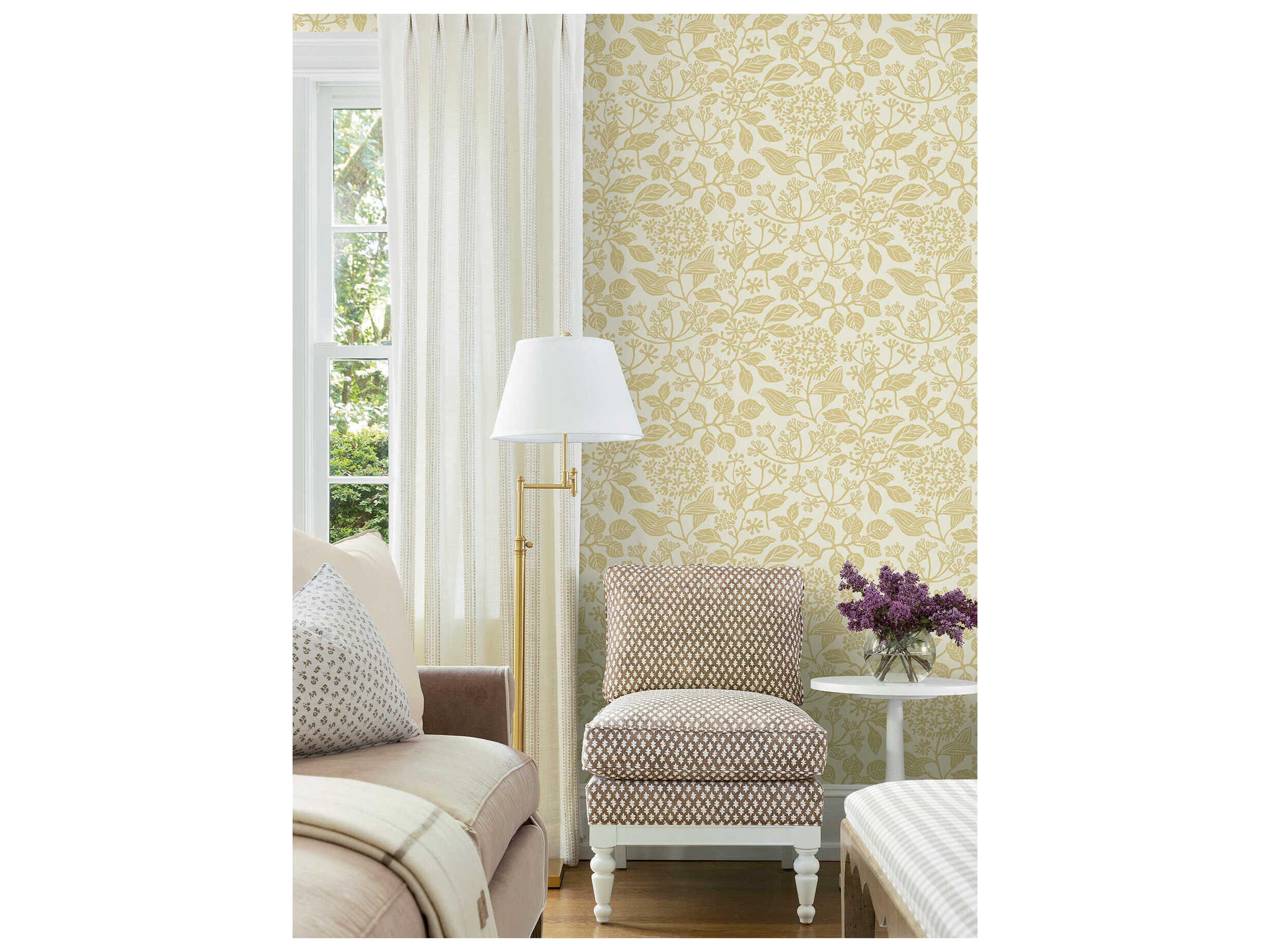 York Wallcoverings Antonina Vella Honey Botanical Wallpaper