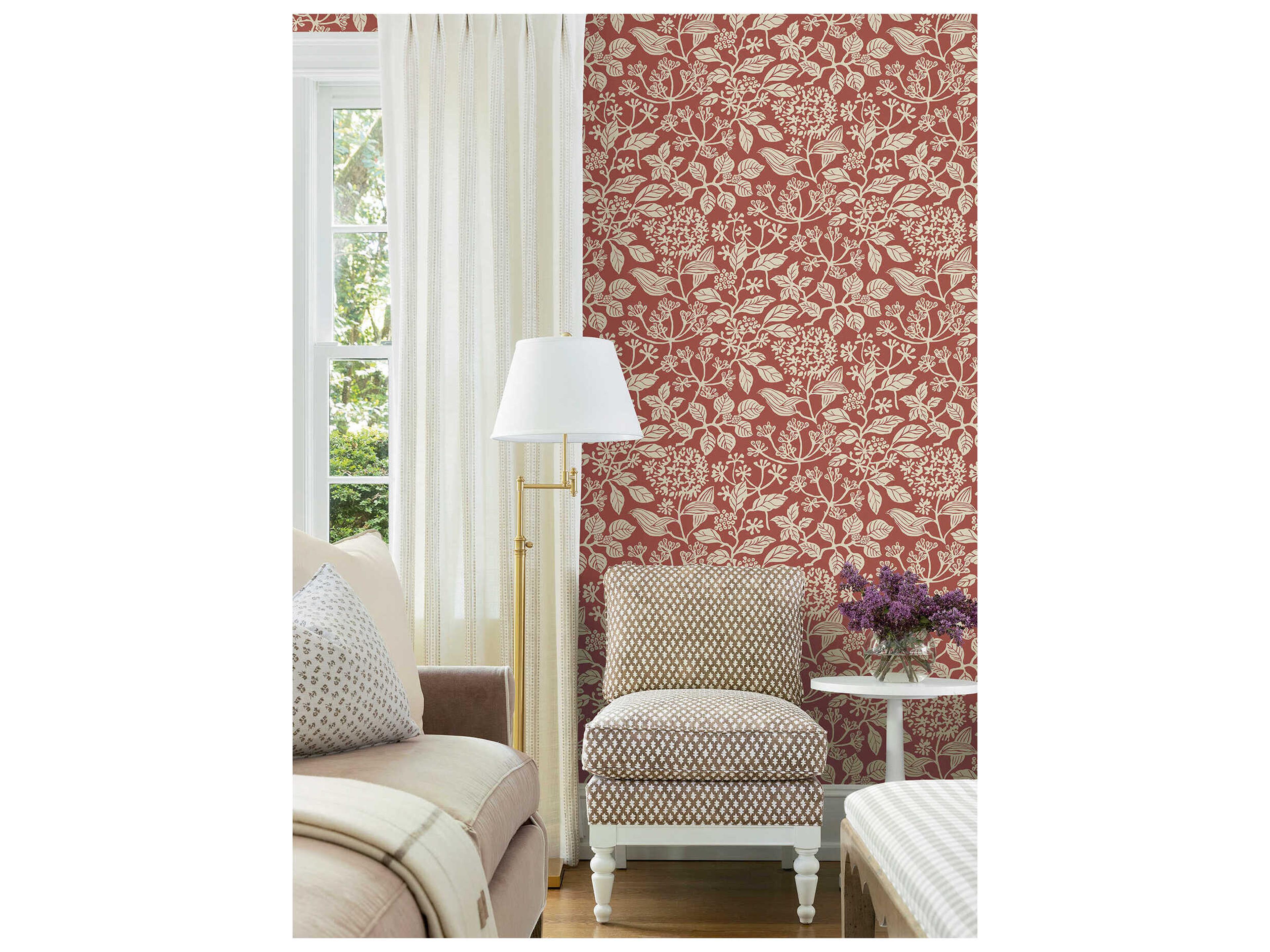 York Wallcoverings Antonina Vella Ruby Botanical Wallpaper
