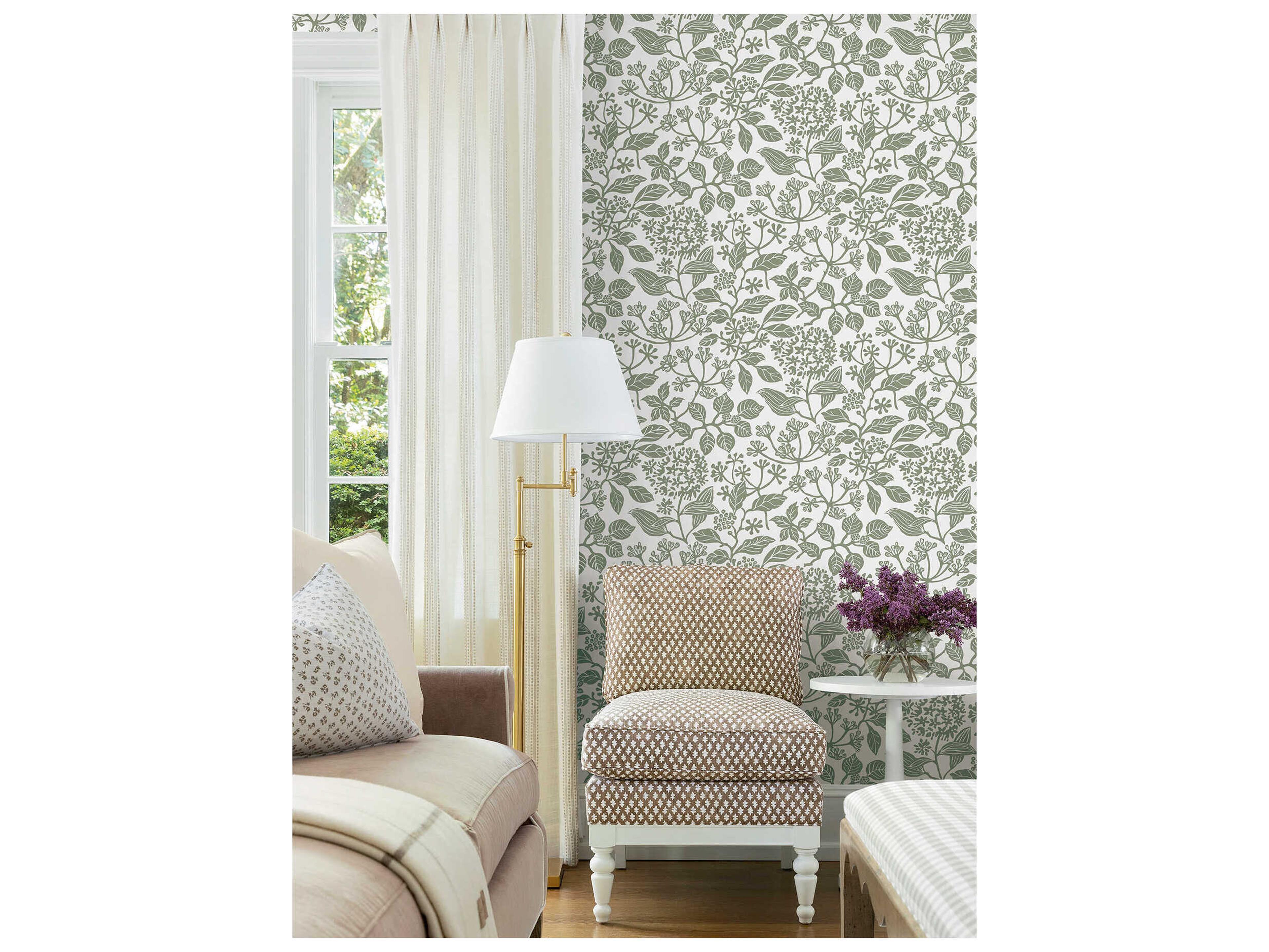 York Wallcoverings Antonina Vella Olive Botanical Wallpaper