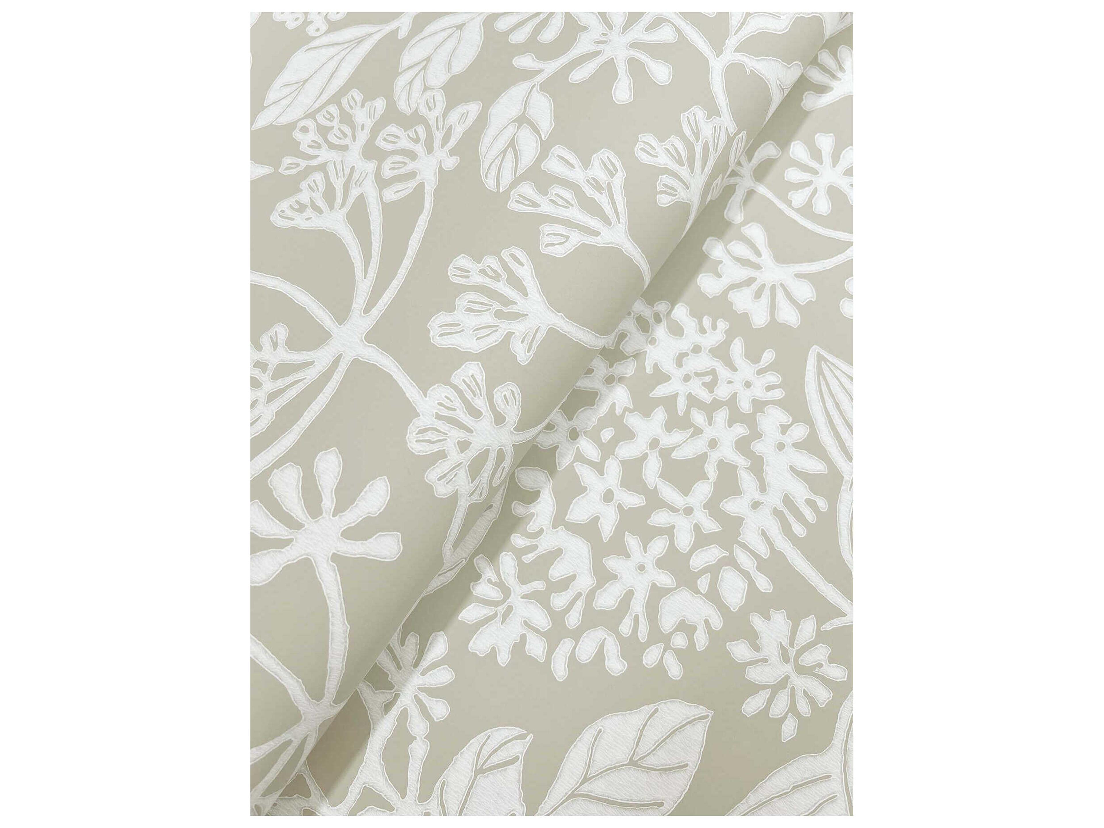 York Wallcoverings Antonina Vella Taupe Botanical Wallpaper