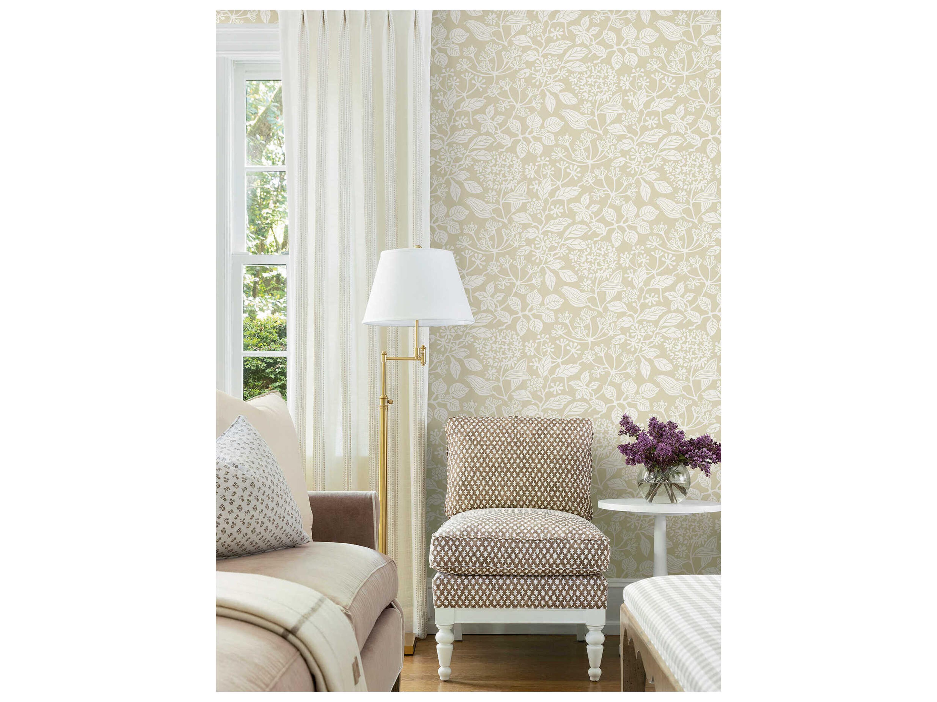York Wallcoverings Antonina Vella Beige Botanical Wallpaper