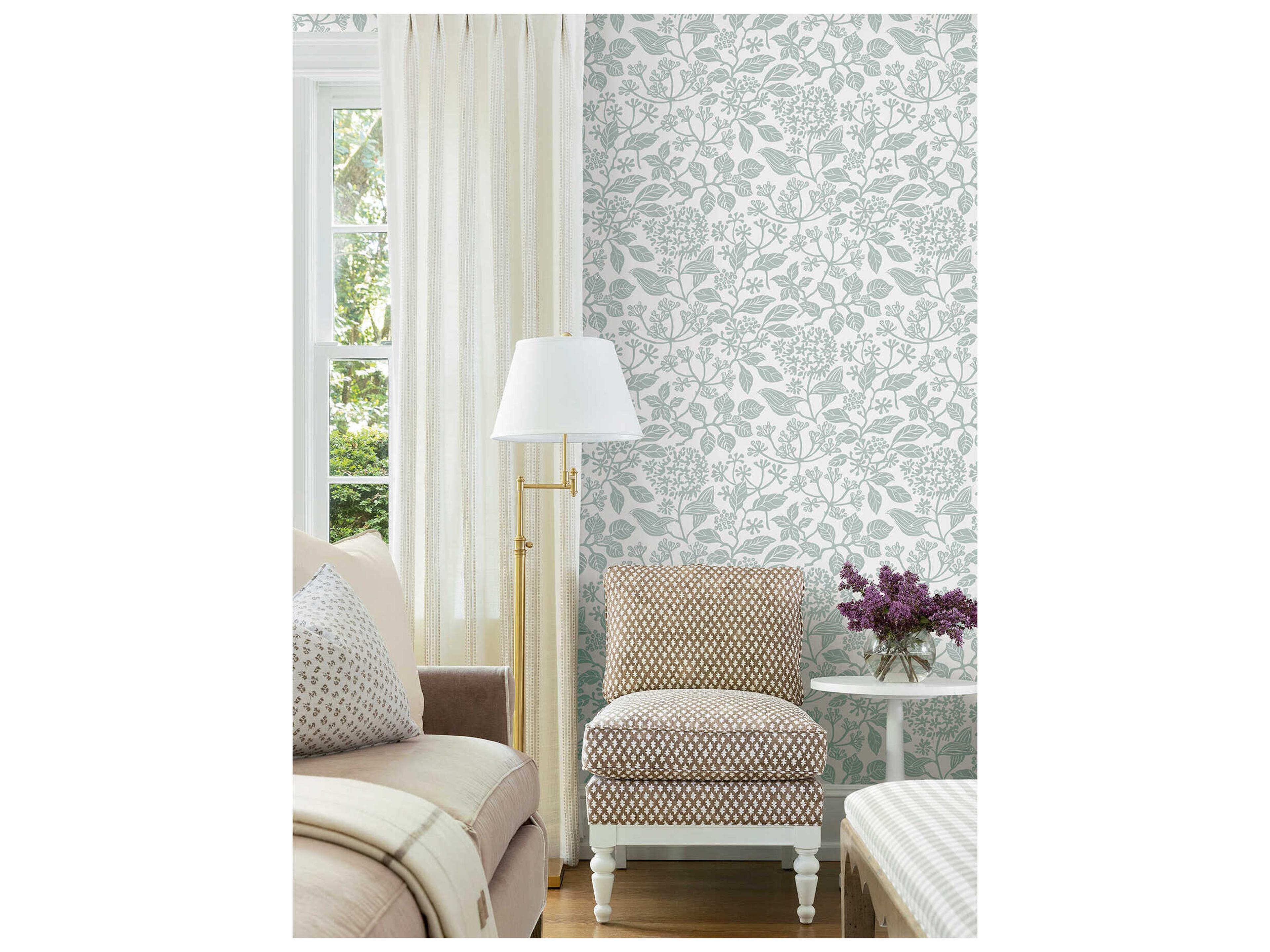 York Wallcoverings Antonina Vella Light Blue Botanical Wallpaper