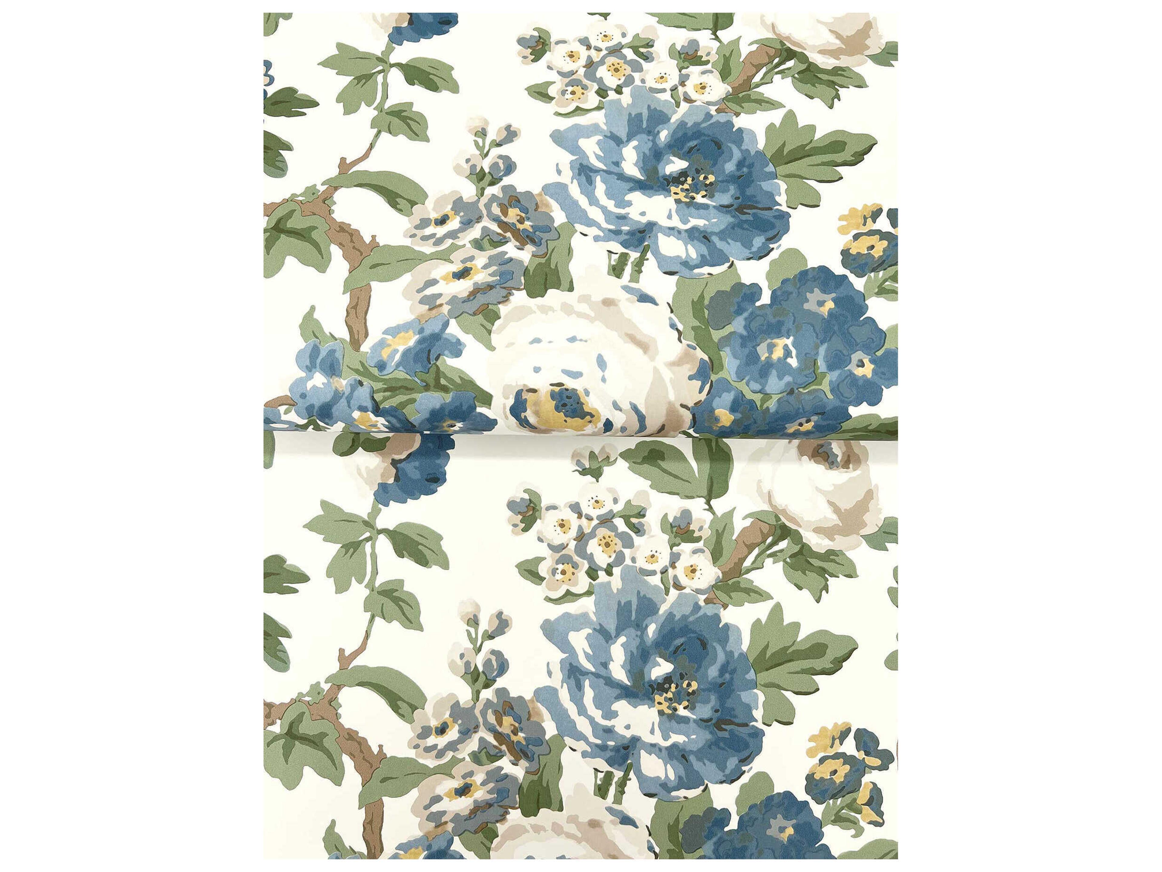 York Wallcoverings Antonina Vella Blue Vintage Floral Wallpaper
