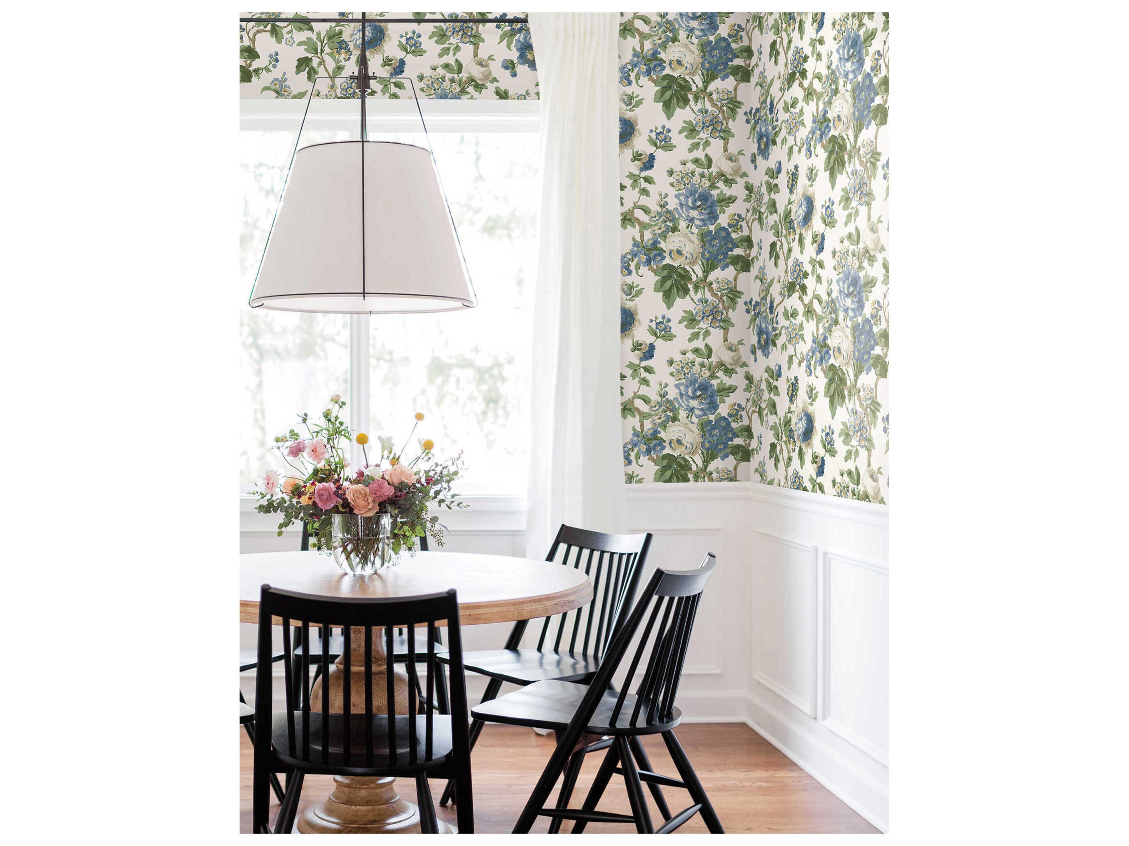 York Wallcoverings Antonina Vella Blue Vintage Floral Wallpaper