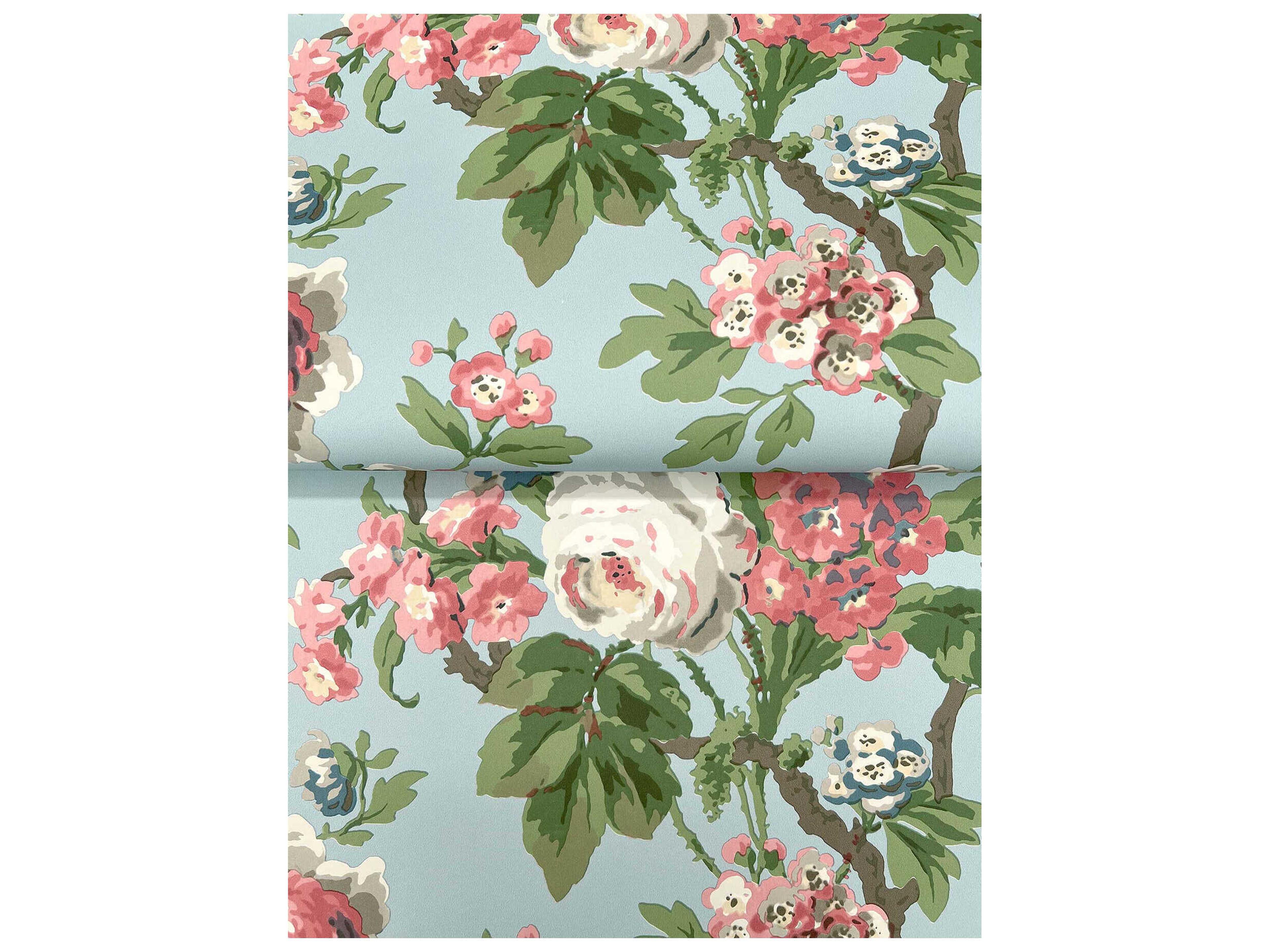 York Wallcoverings Antonina Vella Sky Blue Vintage Floral Wallpaper