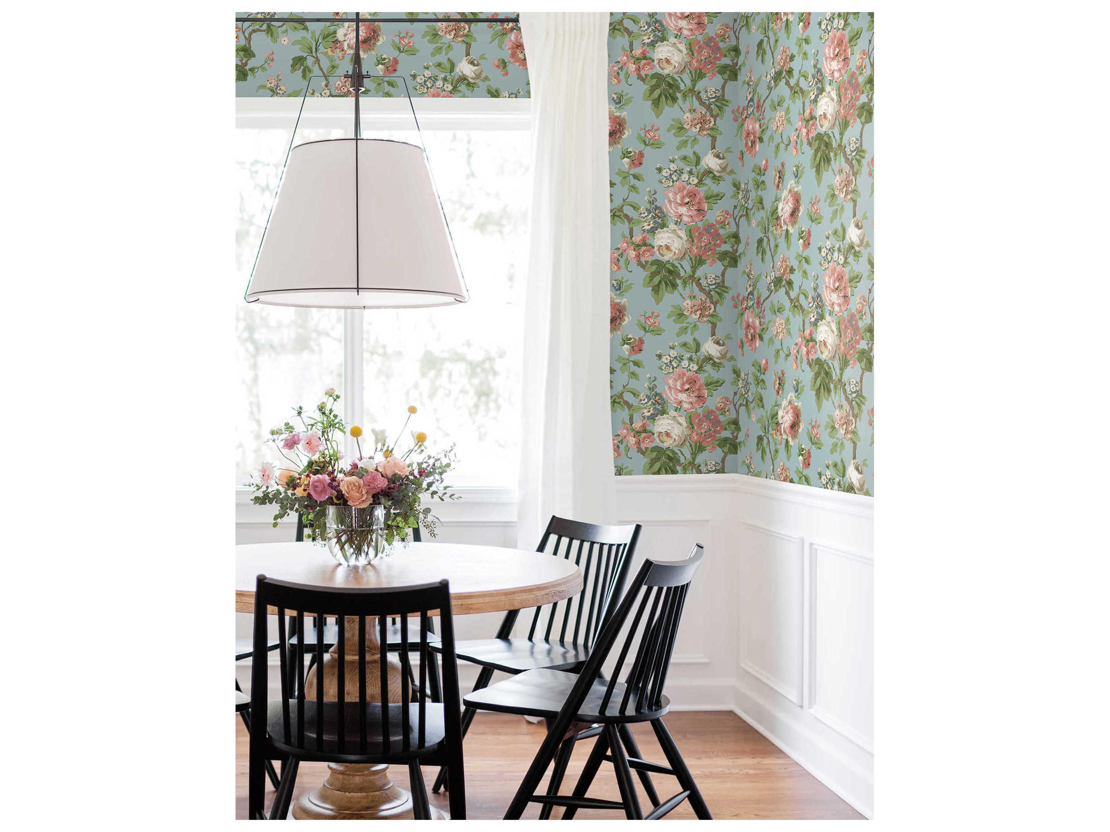 York Wallcoverings Antonina Vella Sky Blue Vintage Floral Wallpaper