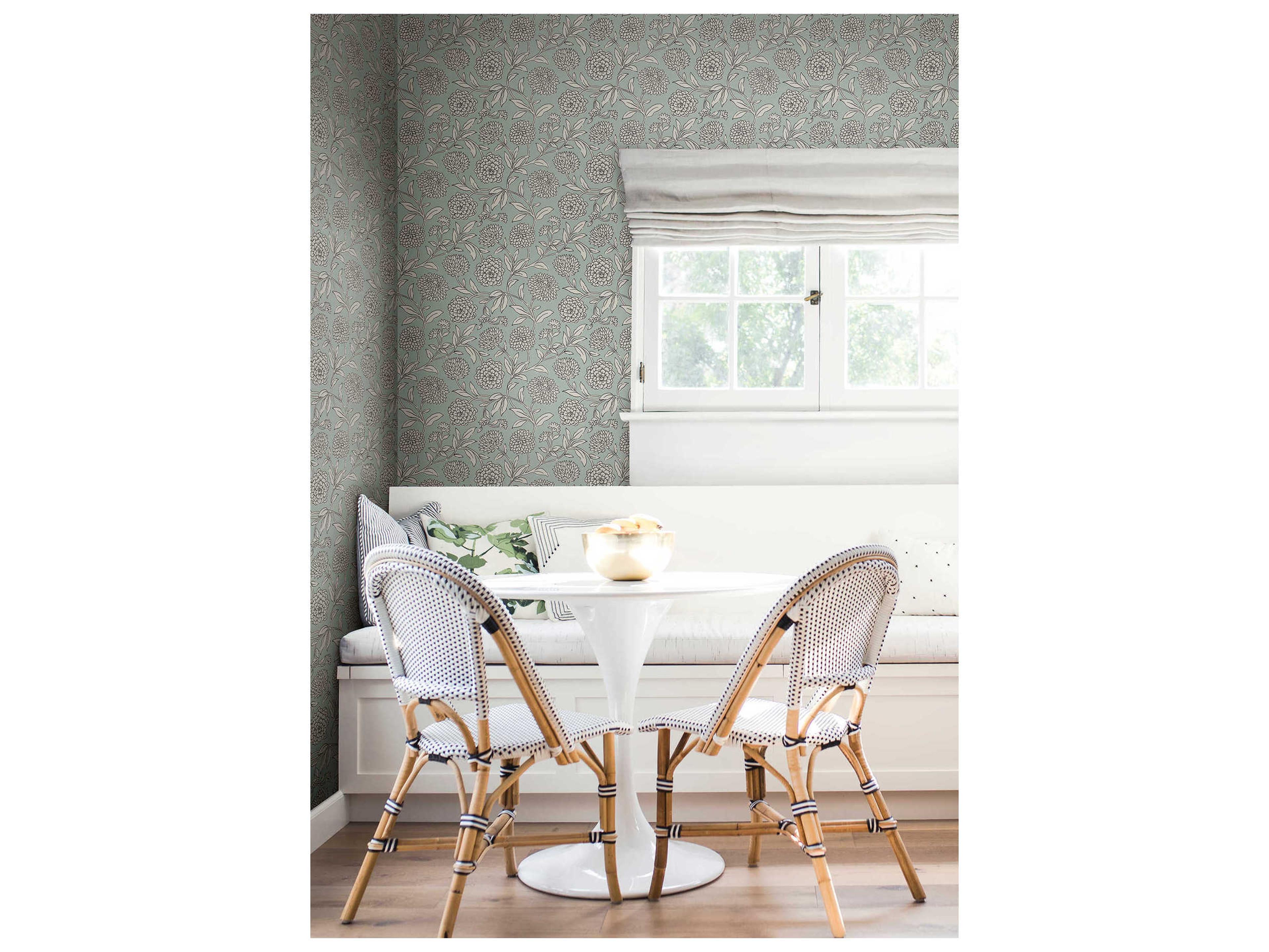York Wallcoverings Antonina Vella Garden Sky Blue Floral Trail Wallpaper