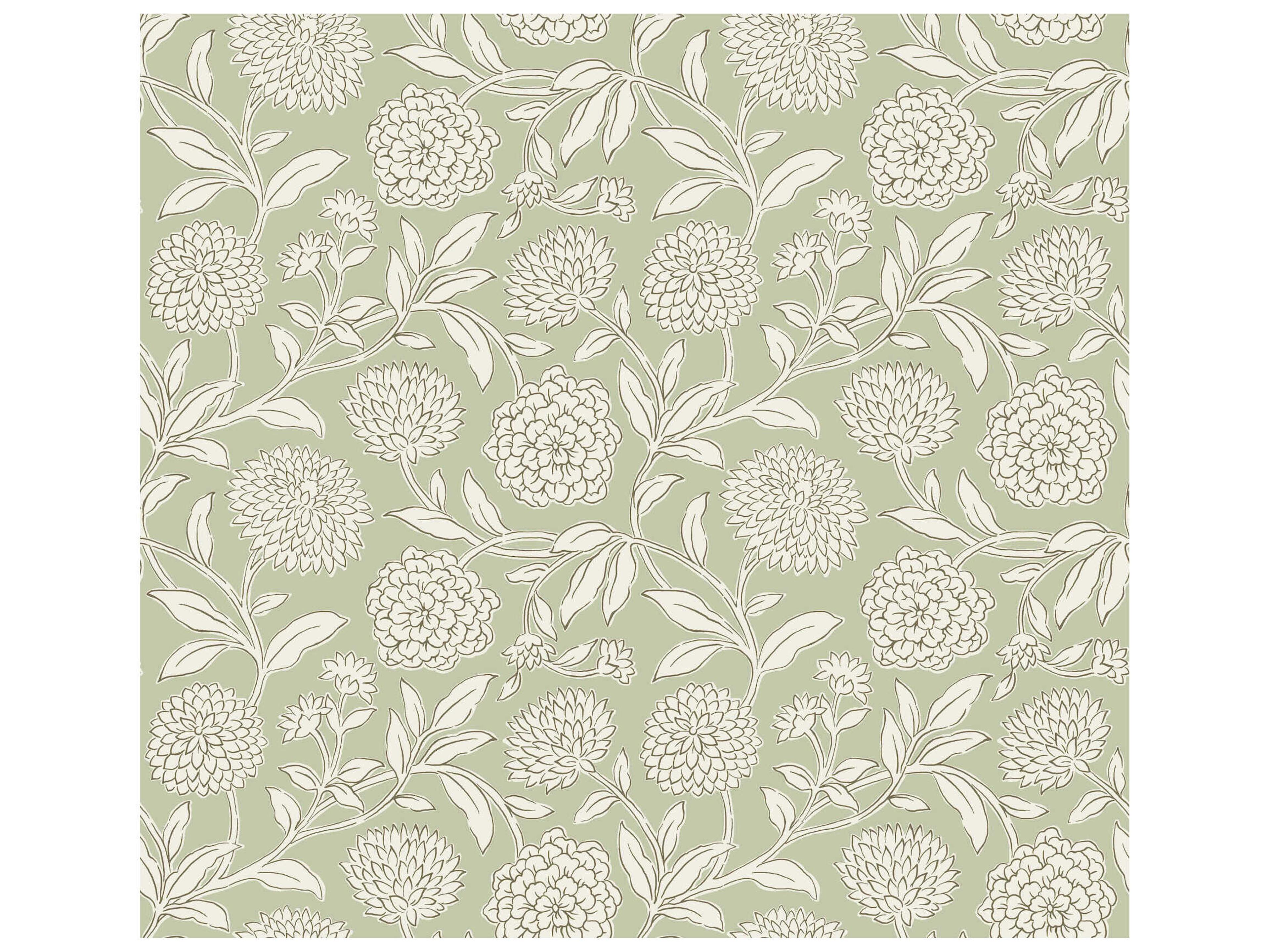 Antonina Vella Garden Light Green Floral Trail Wallpaper