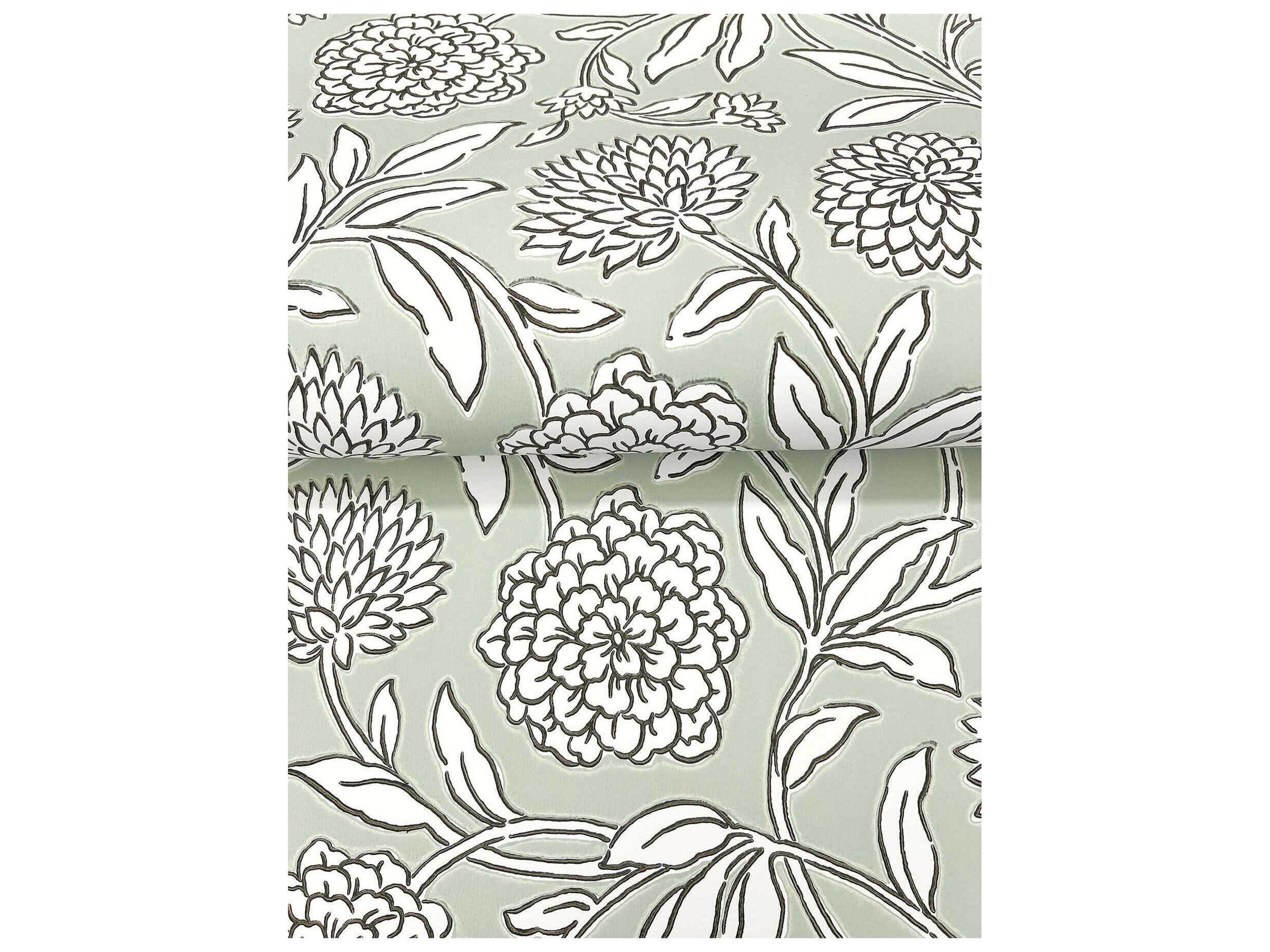 York Wallcoverings Antonina Vella Garden Light Green Floral Trail Wallpaper