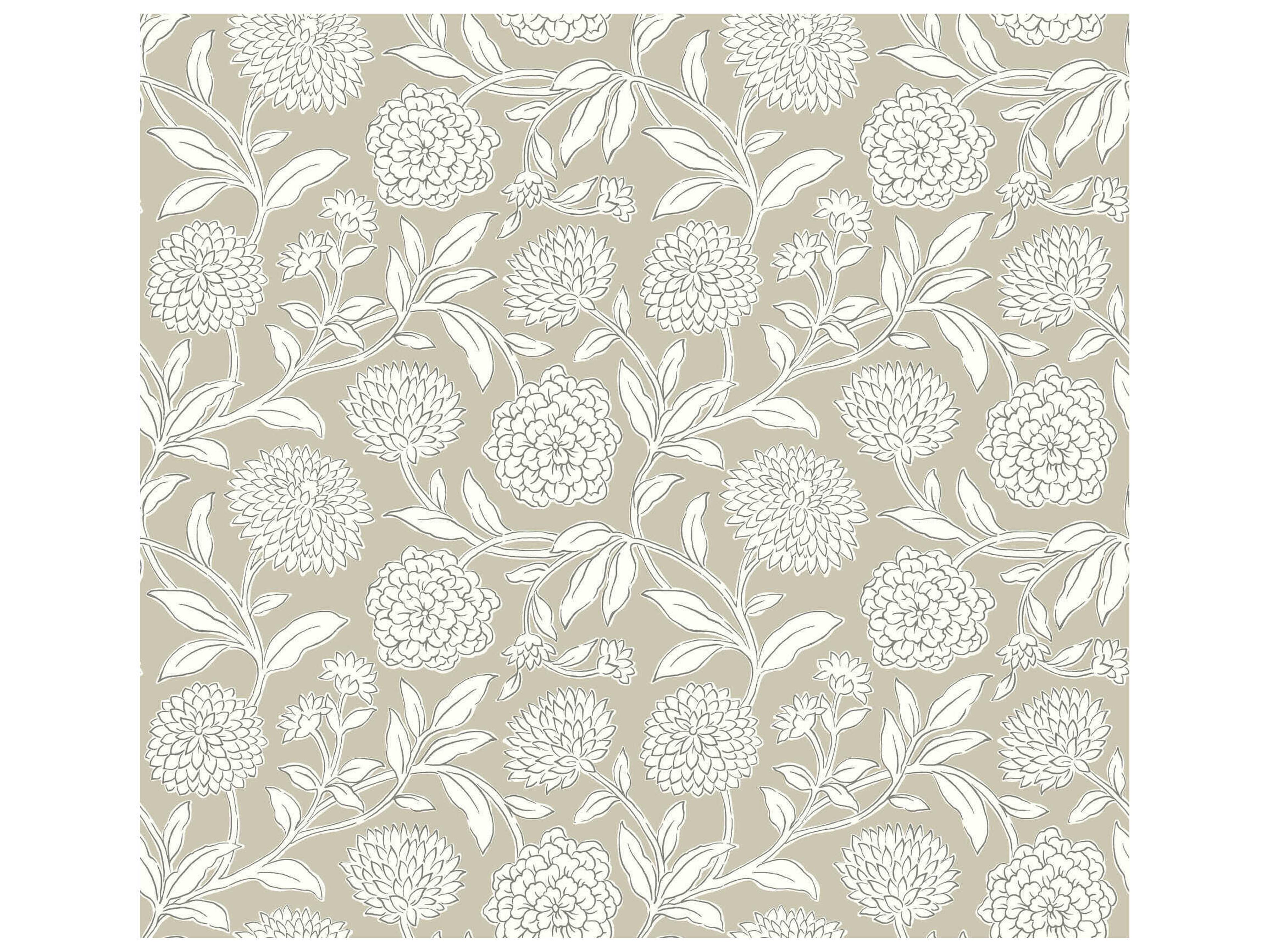 Antonina Vella Garden Taupe Floral Trail Wallpaper