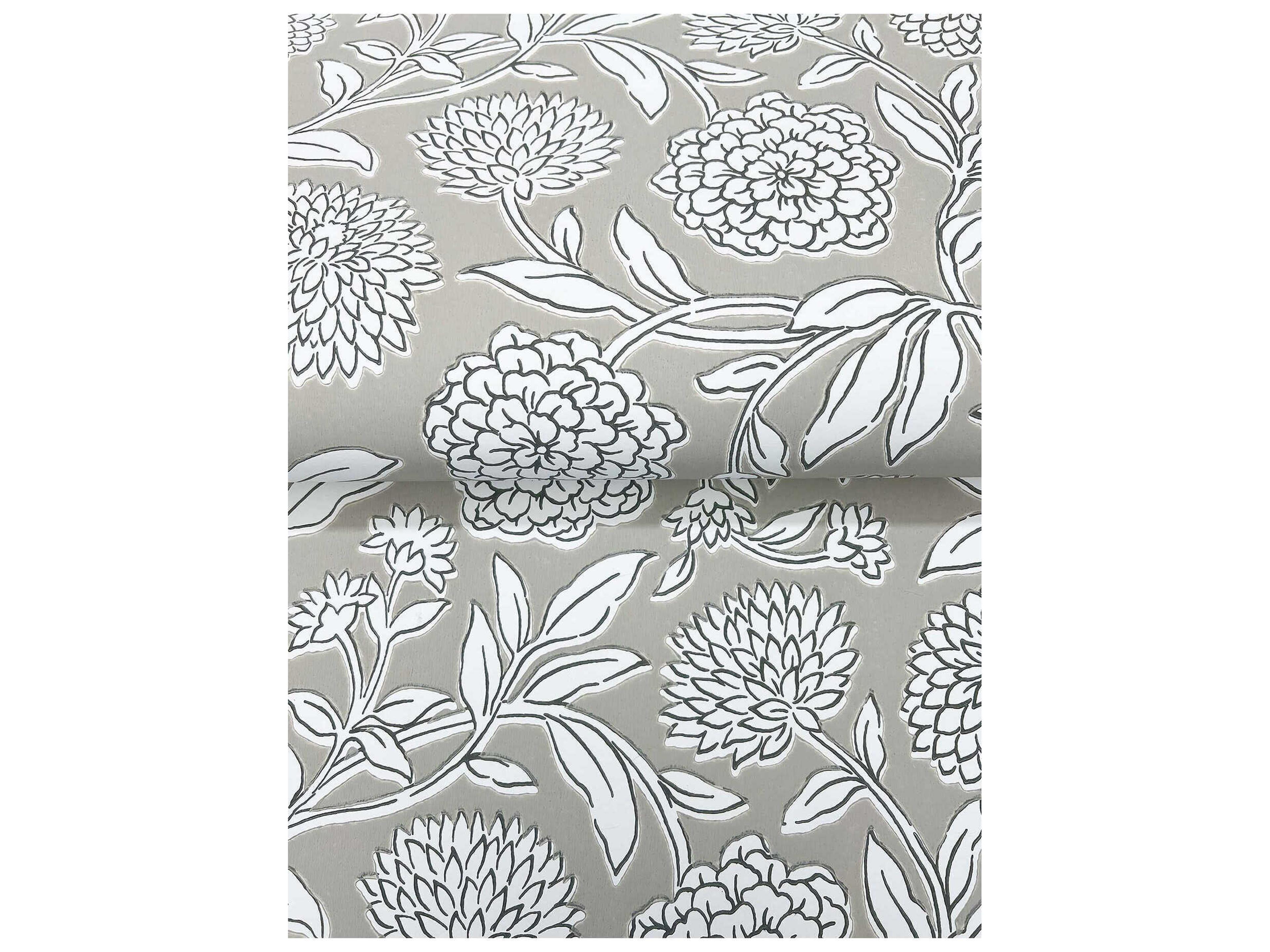 York Wallcoverings Antonina Vella Garden Taupe Floral Trail Wallpaper