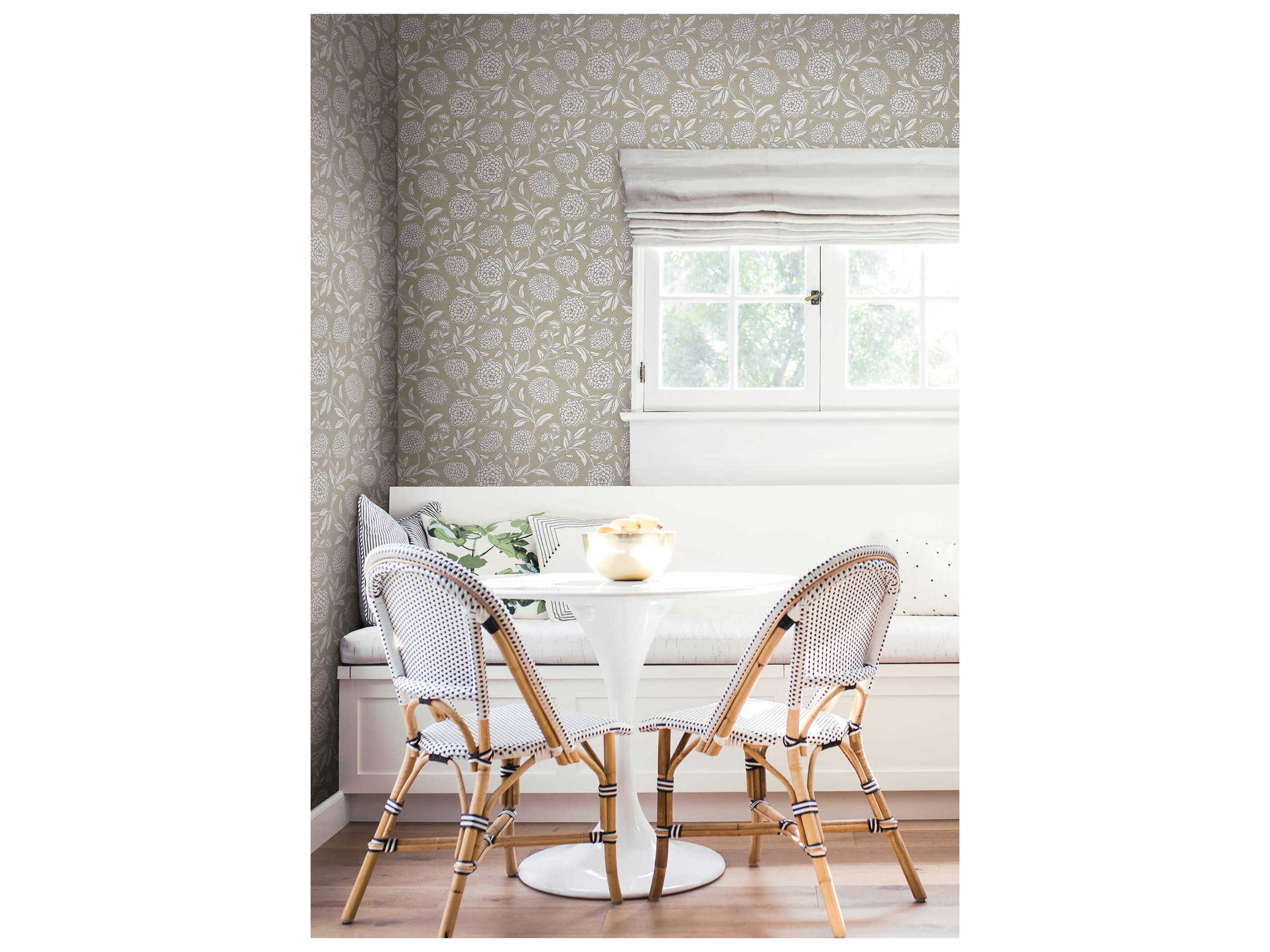 York Wallcoverings Antonina Vella Garden Taupe Floral Trail Wallpaper