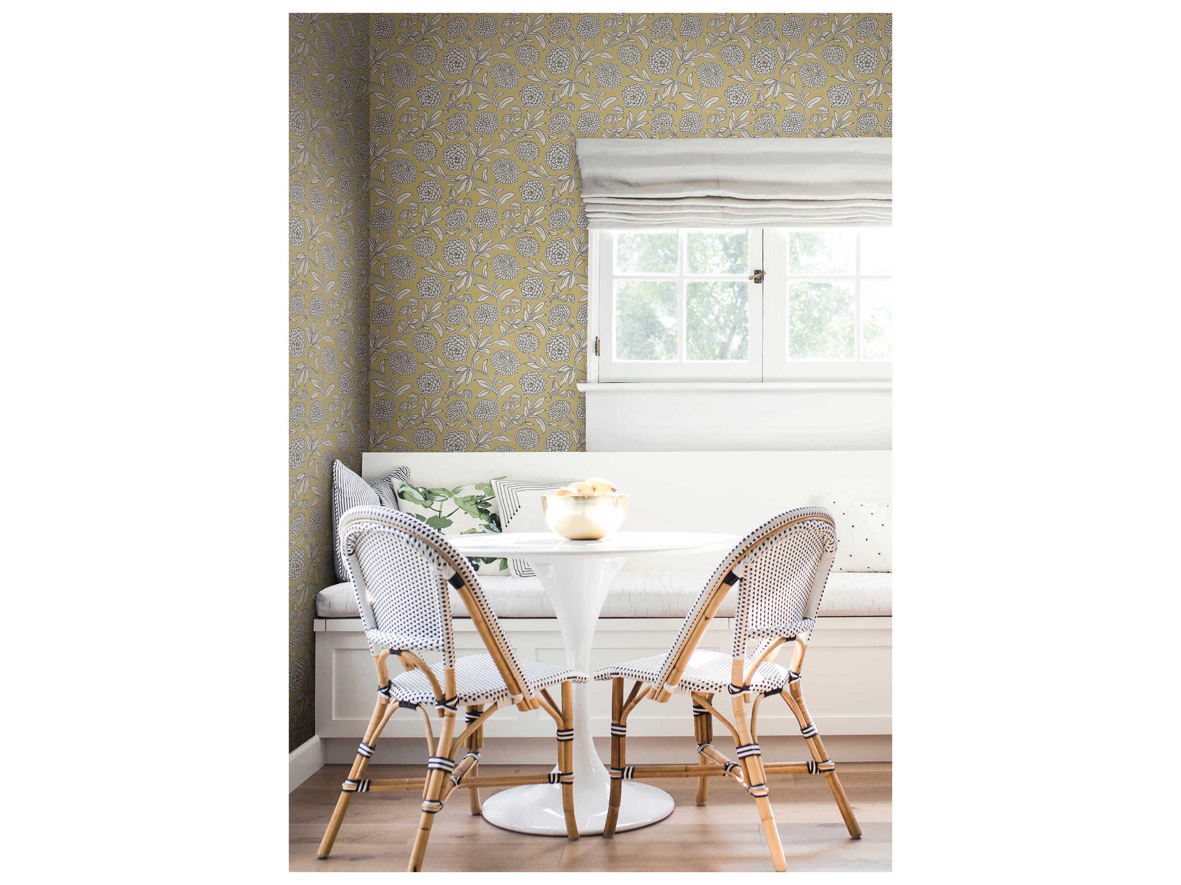 York Wallcoverings Antonina Vella Garden Butter Floral Trail Wallpaper
