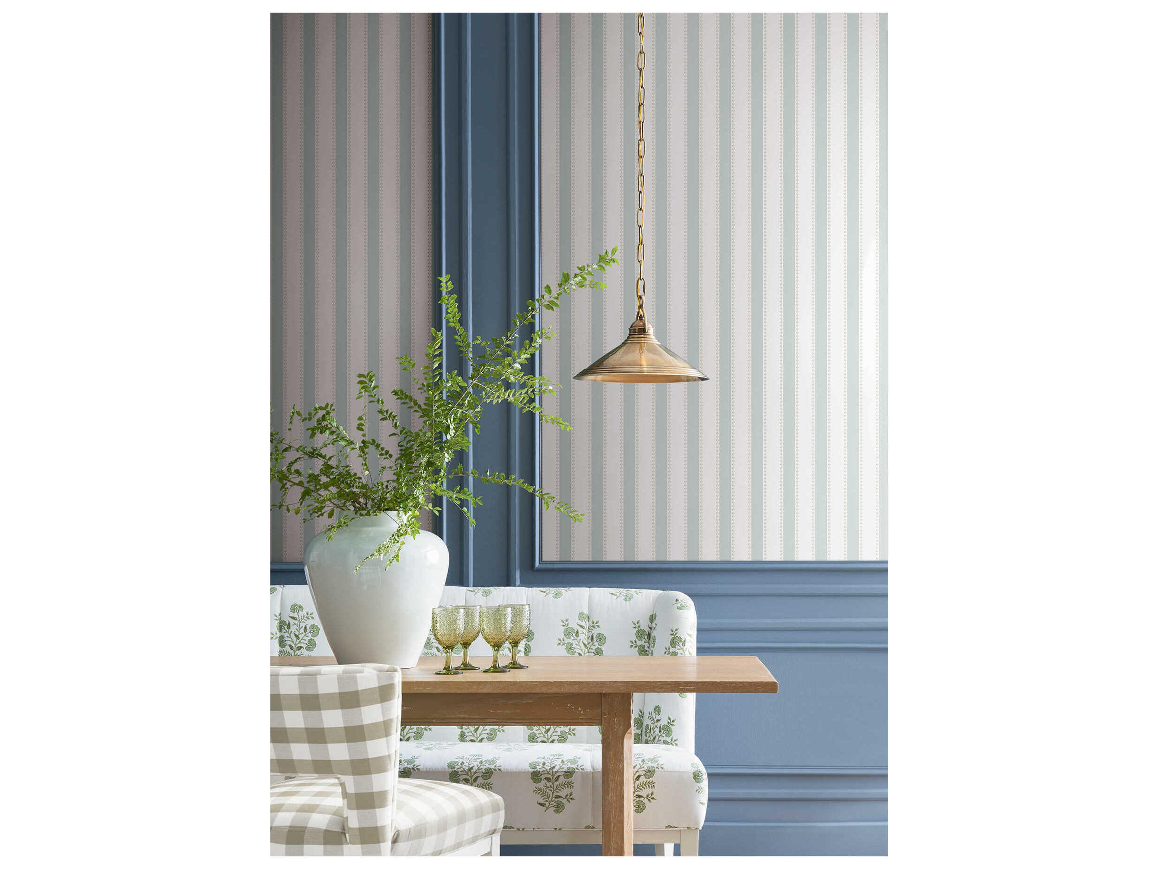 York Wallcoverings Antonina Vella Light Blue Awning Stripe Wallpaper