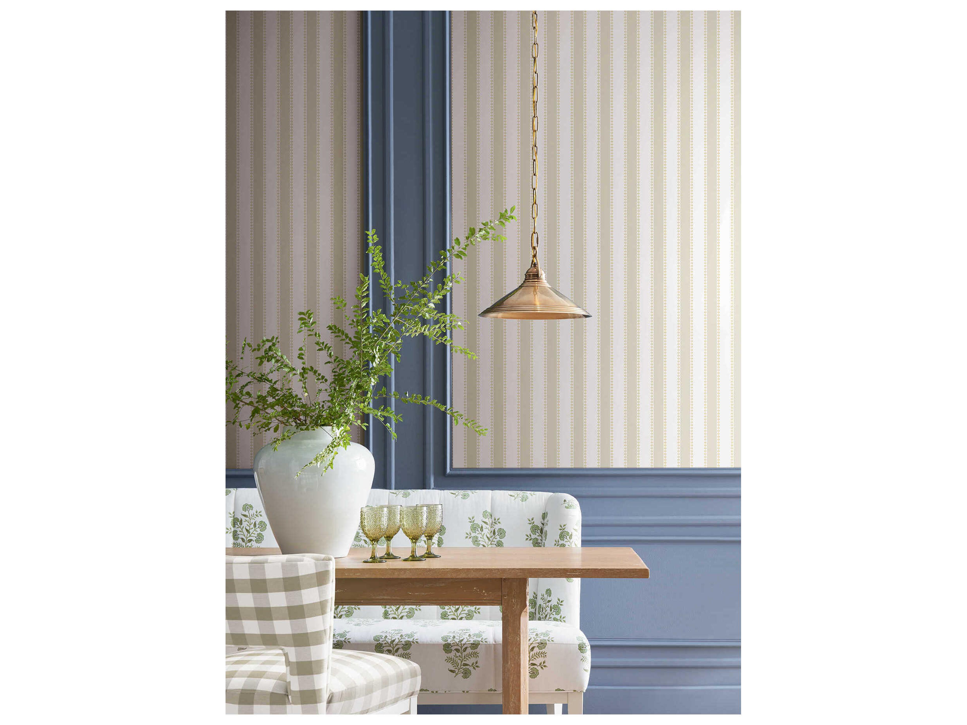 York Wallcoverings Antonina Vella Beige Awning Stripe Wallpaper