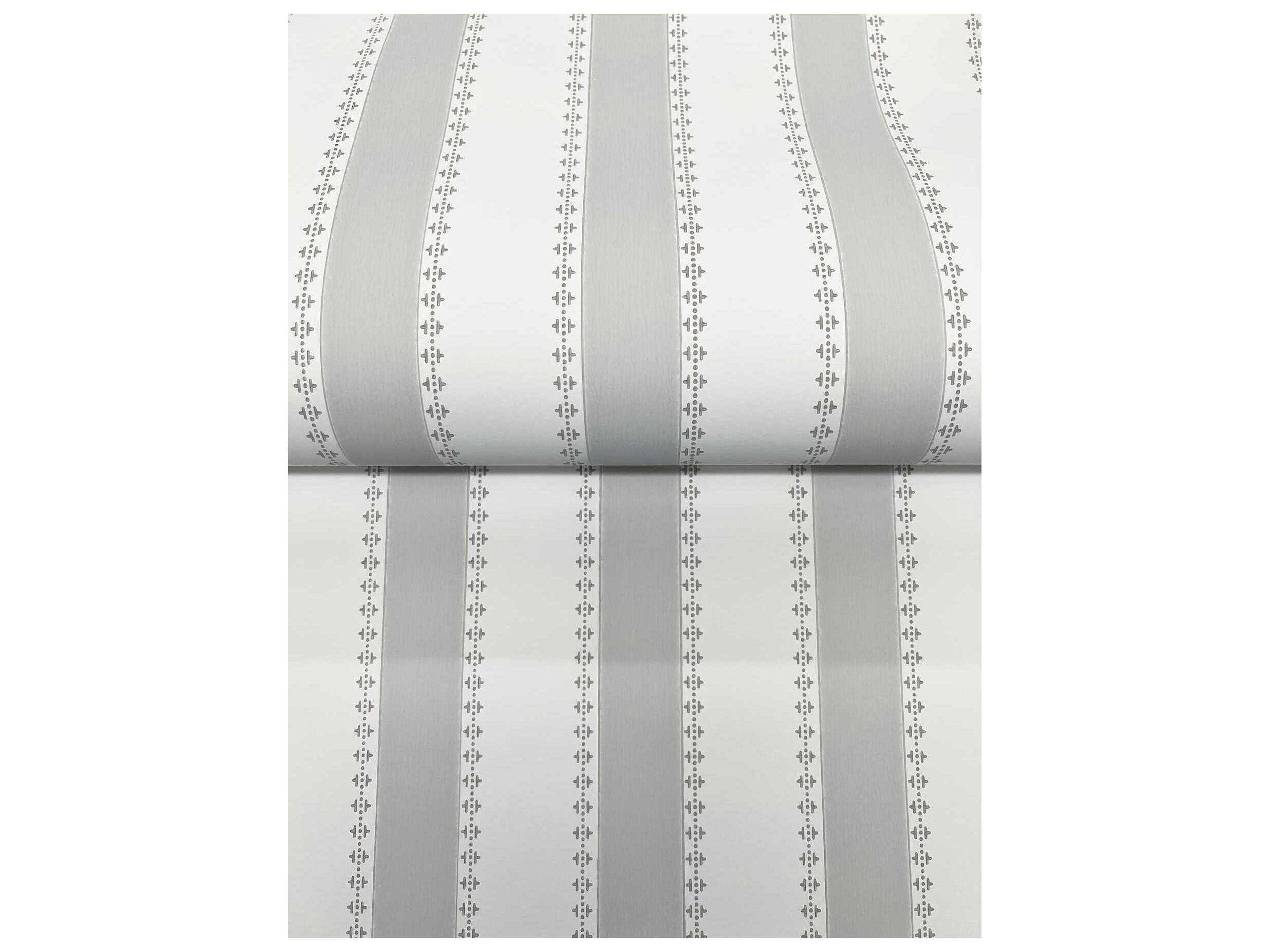 York Wallcoverings Antonina Vella Light Grey Awning Stripe Wallpaper