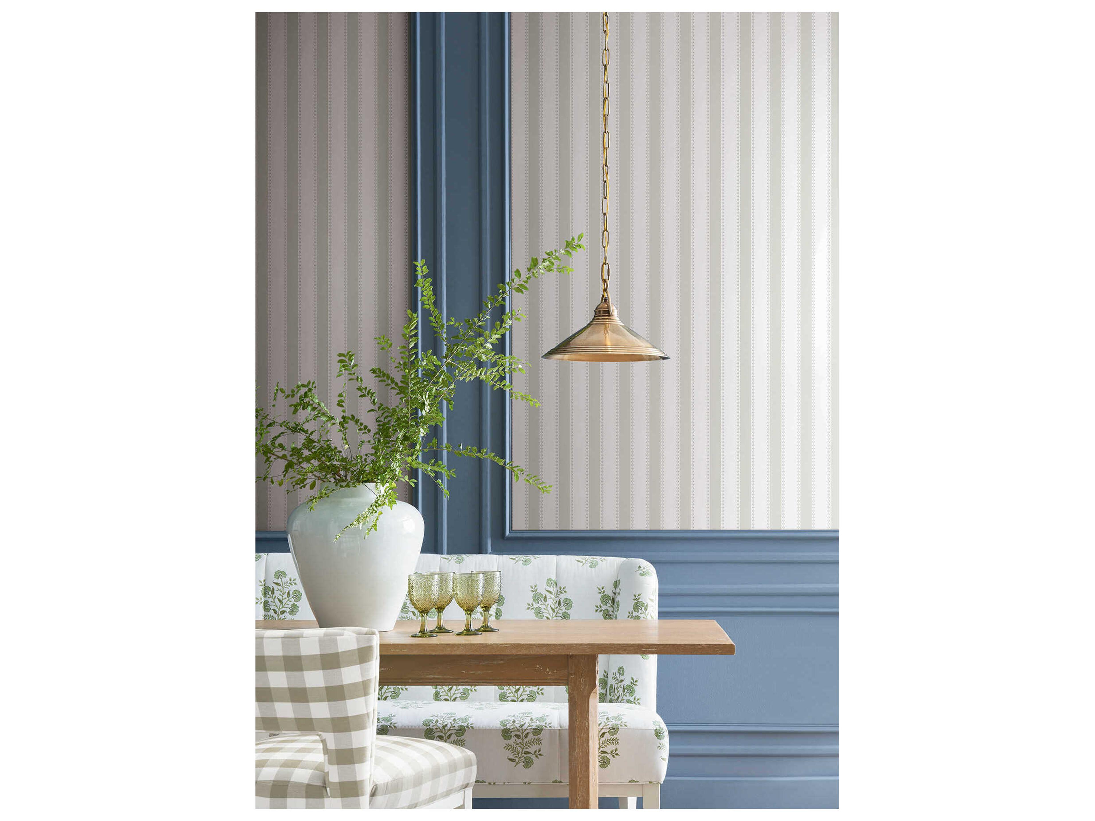 York Wallcoverings Antonina Vella Light Grey Awning Stripe Wallpaper