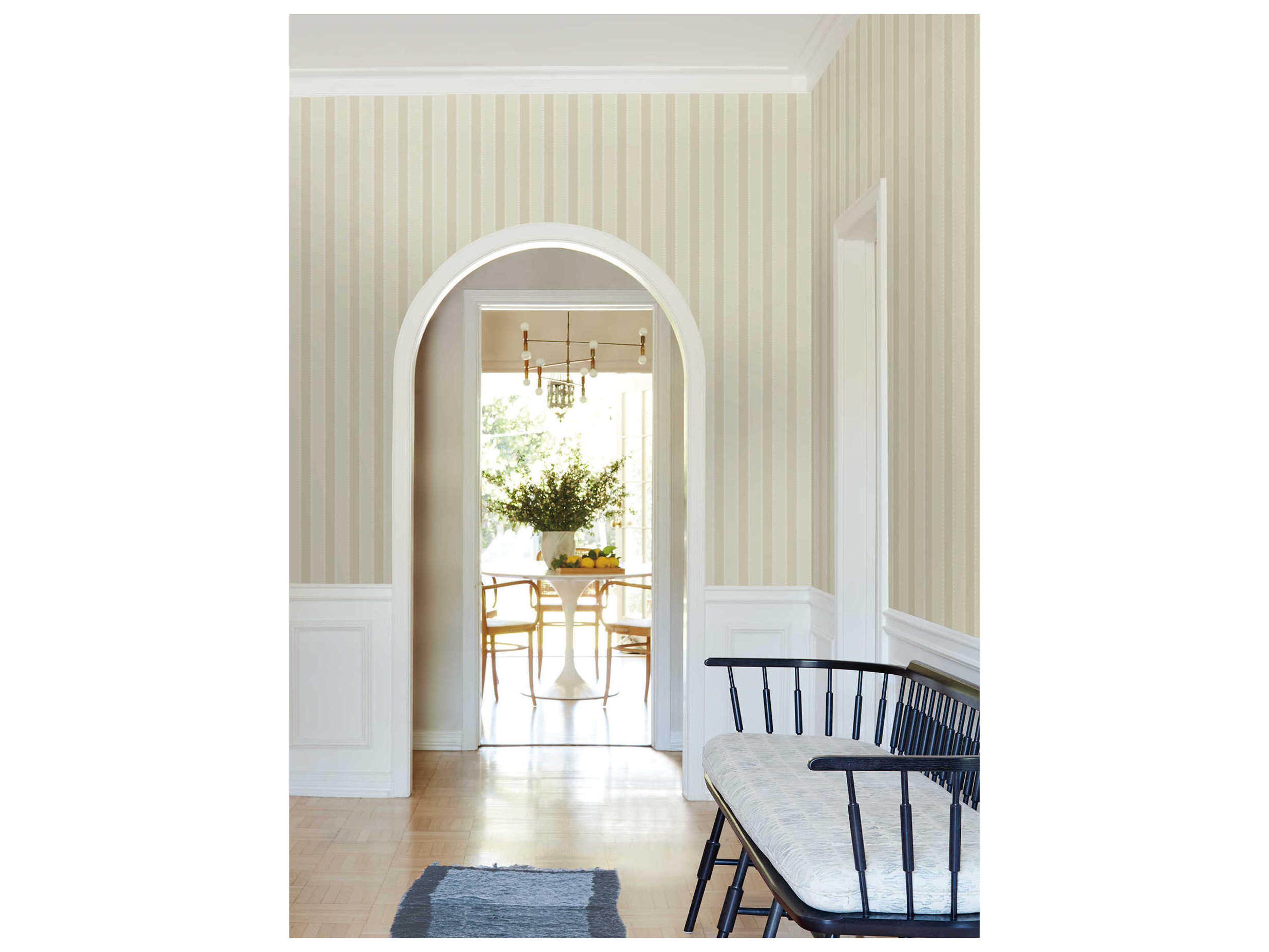 York Wallcoverings Antonina Vella Neutral Awning Stripe Wallpaper