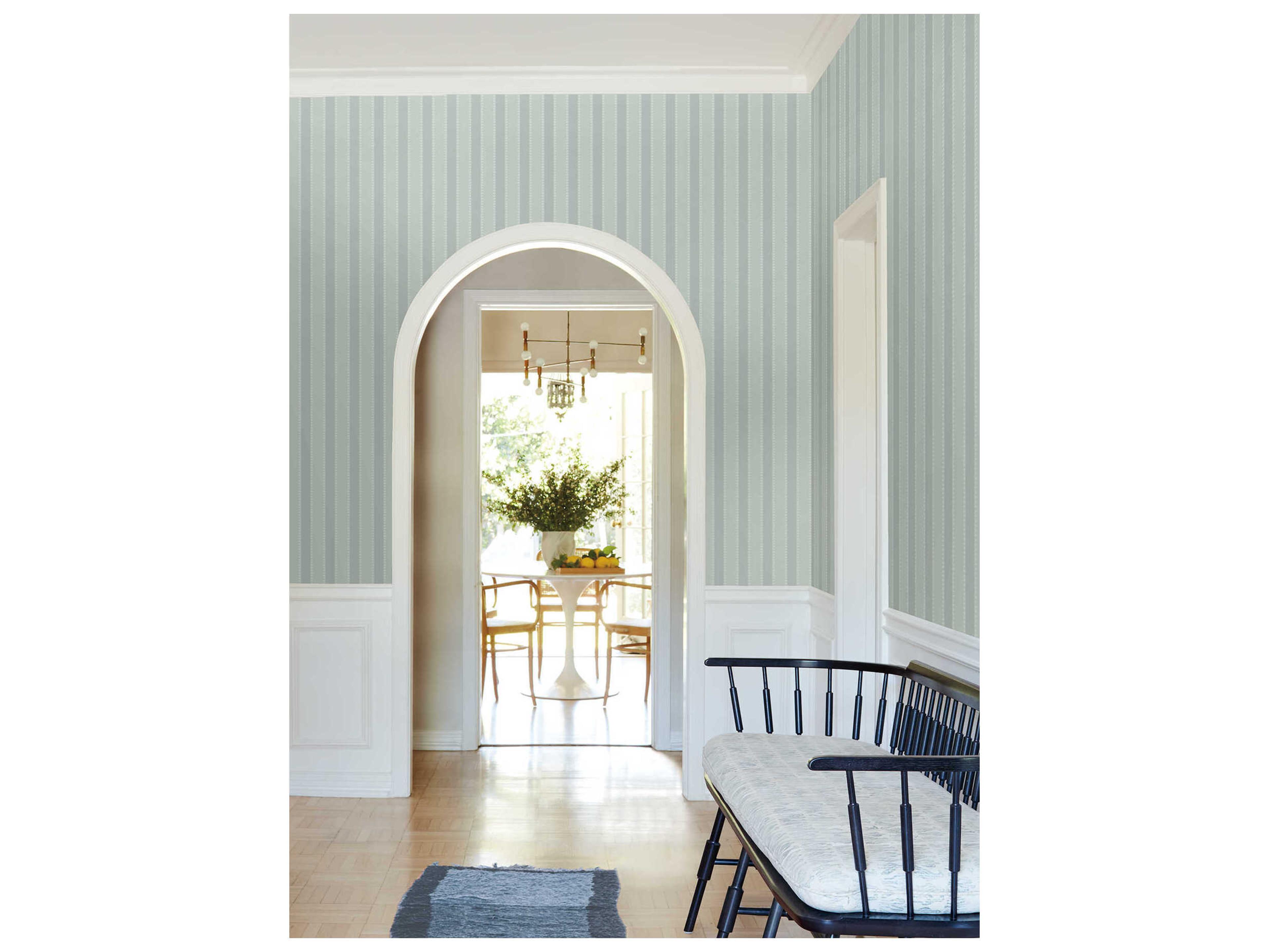 York Wallcoverings Antonina Vella Blue Awning Stripe Wallpaper