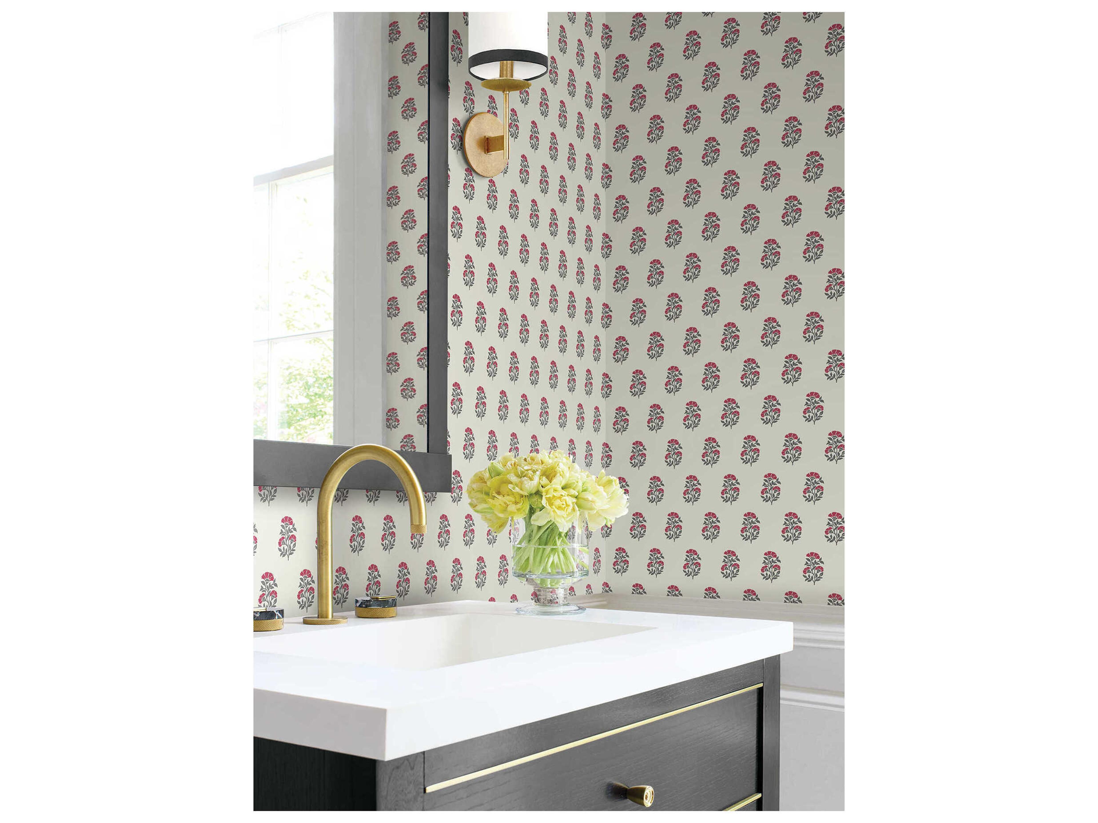 York Wallcoverings Antonina Vella Ruby Floral Wallpaper