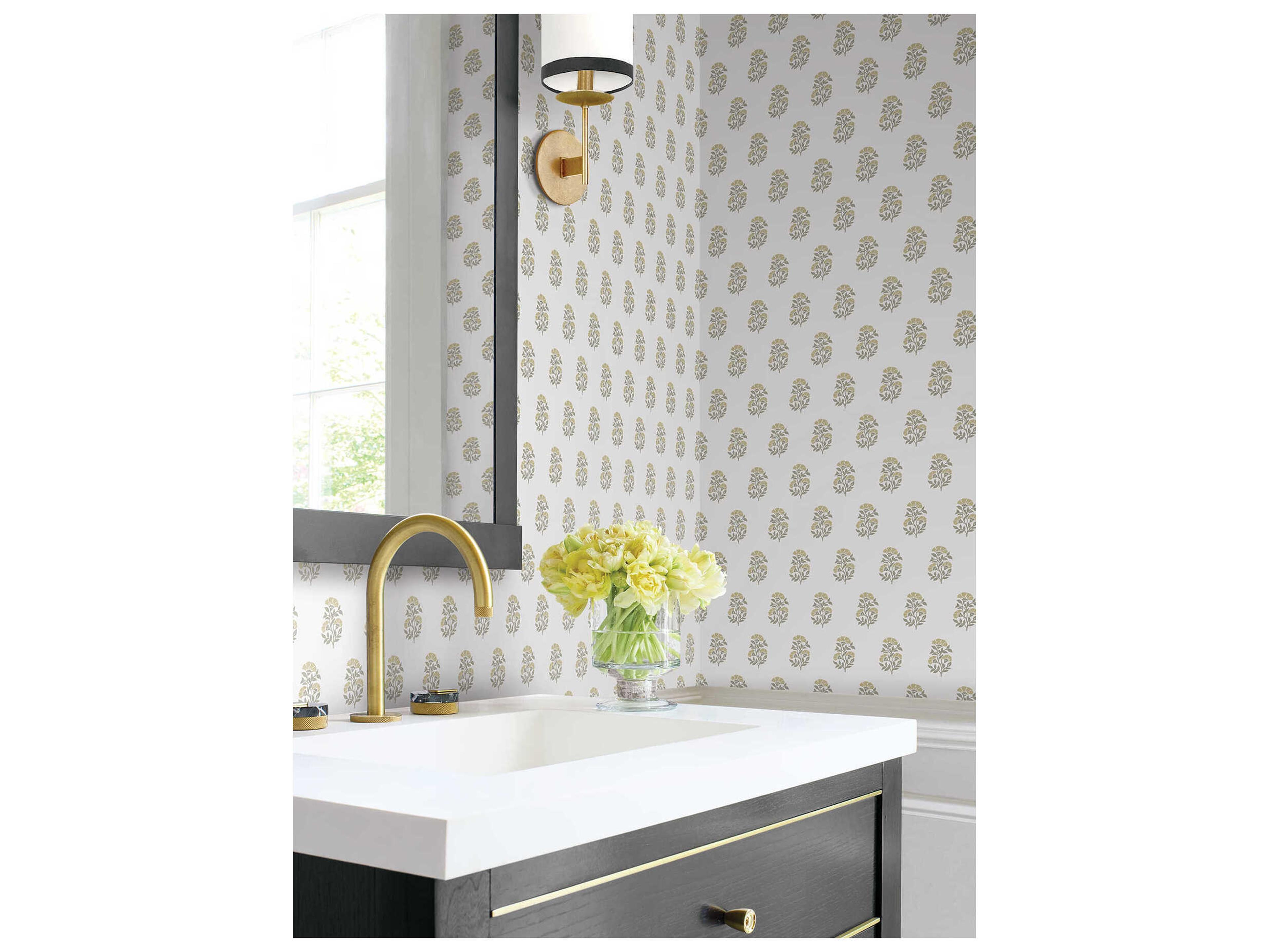 York Wallcoverings Antonina Vella Neutral Floral Wallpaper