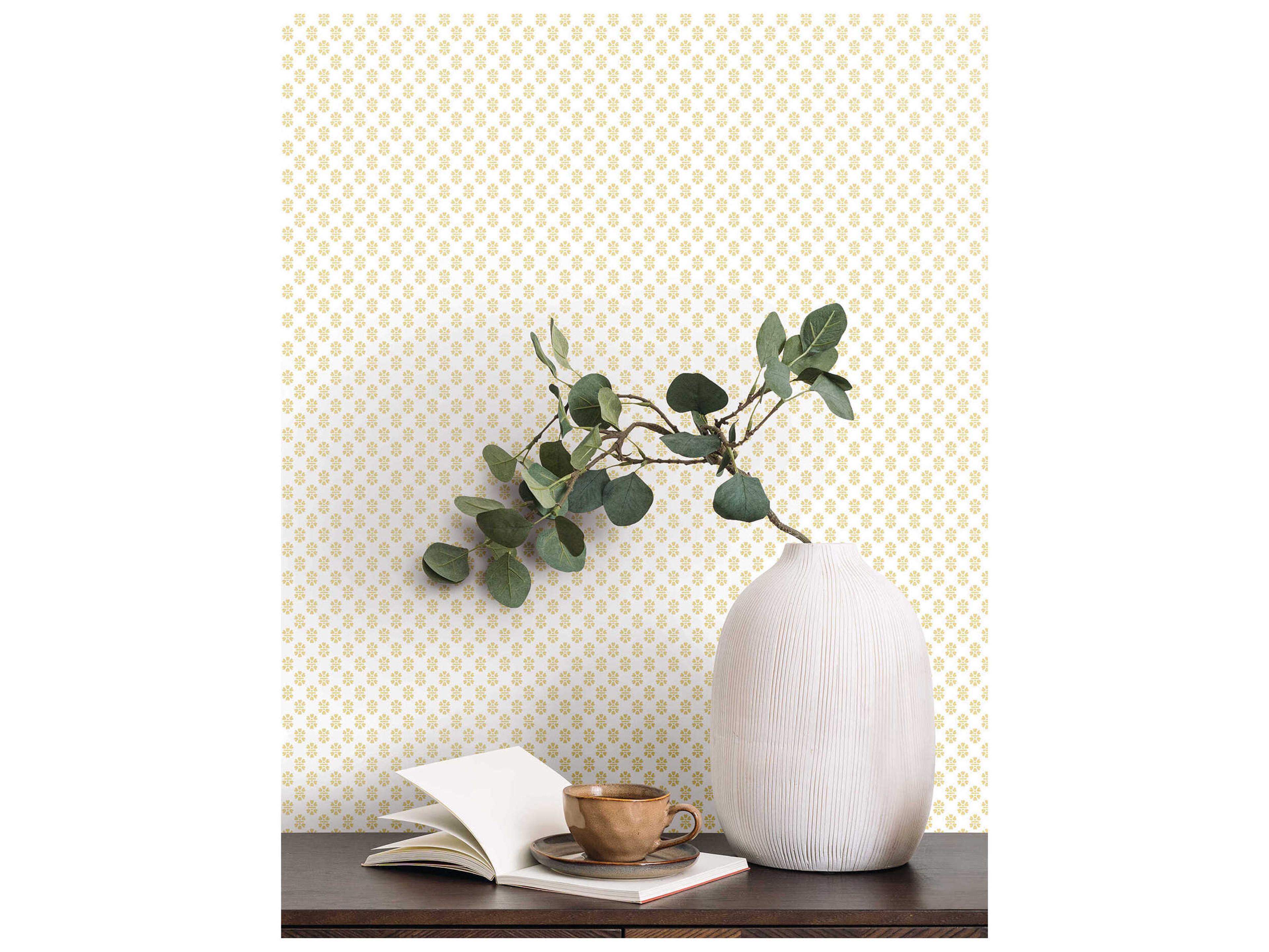 York Wallcoverings Antonina Vella Butter Floral Stamp Wallpaper