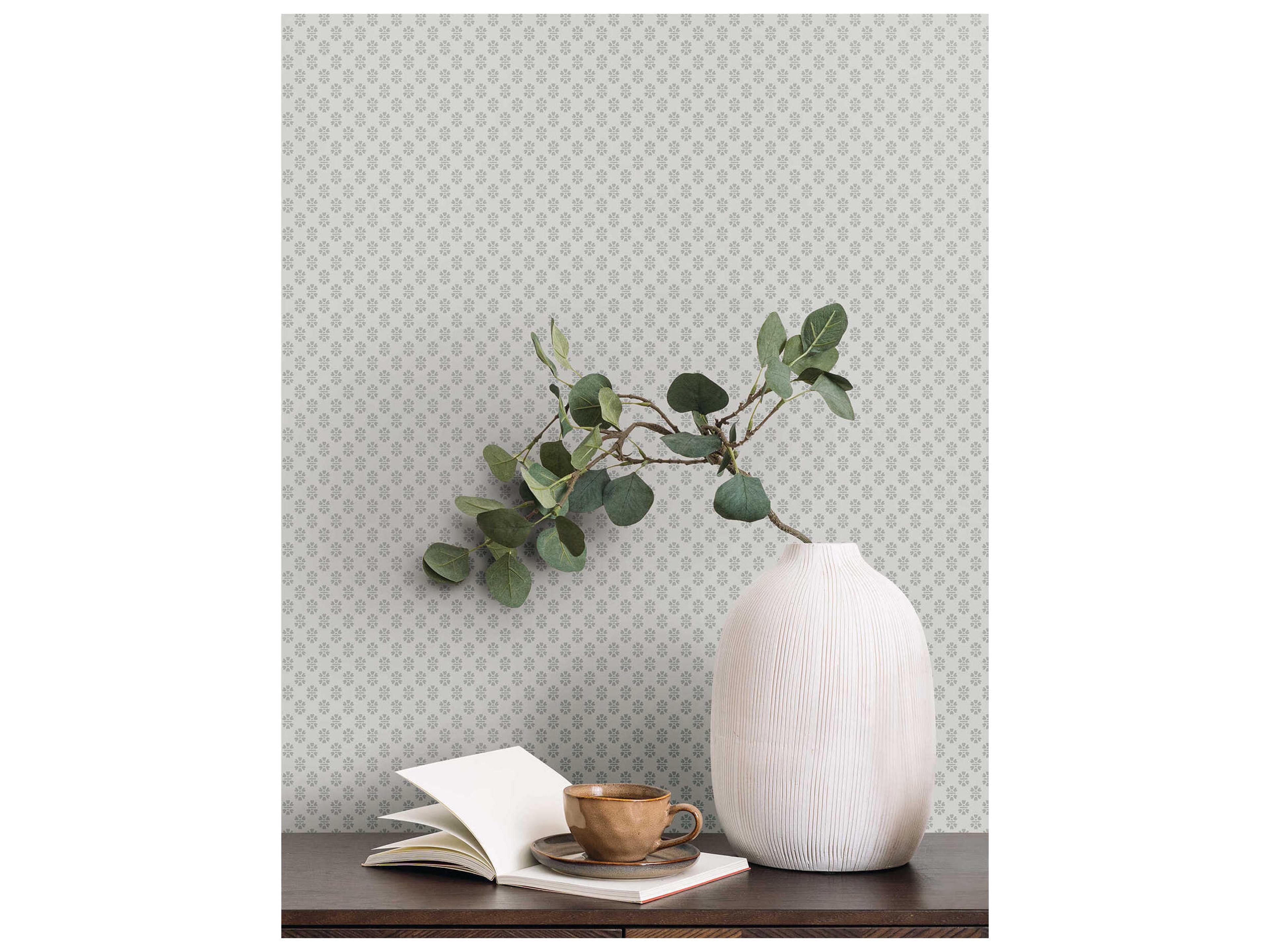 York Wallcoverings Antonina Vella Cream Floral Stamp Wallpaper