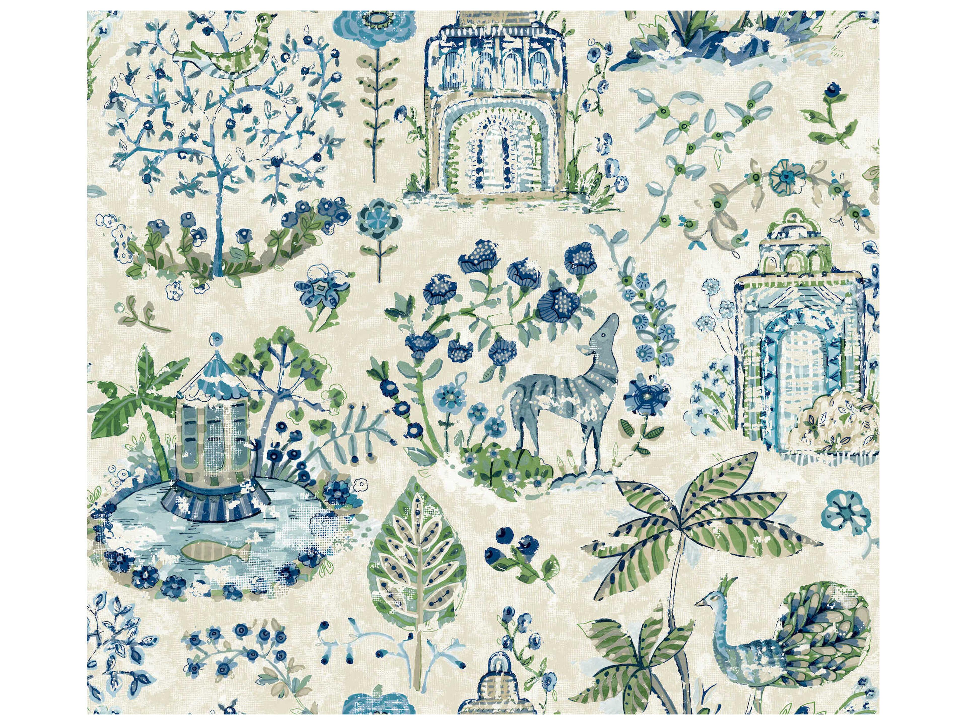 Antonina Vella Sapphire Garden Dreams Wallpaper