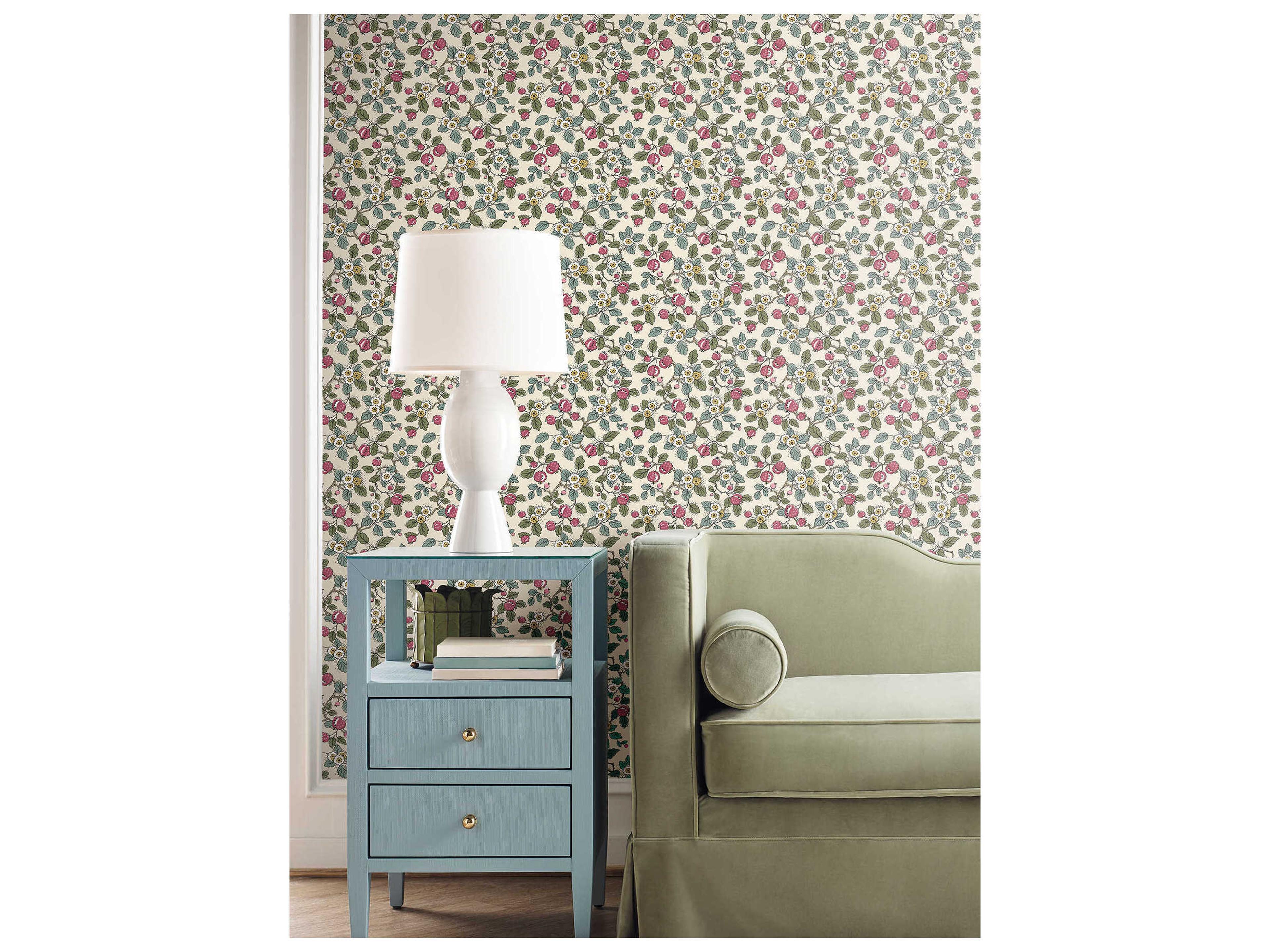 York Wallcoverings Antonina Vella Merlot Berry Vines Wallpaper