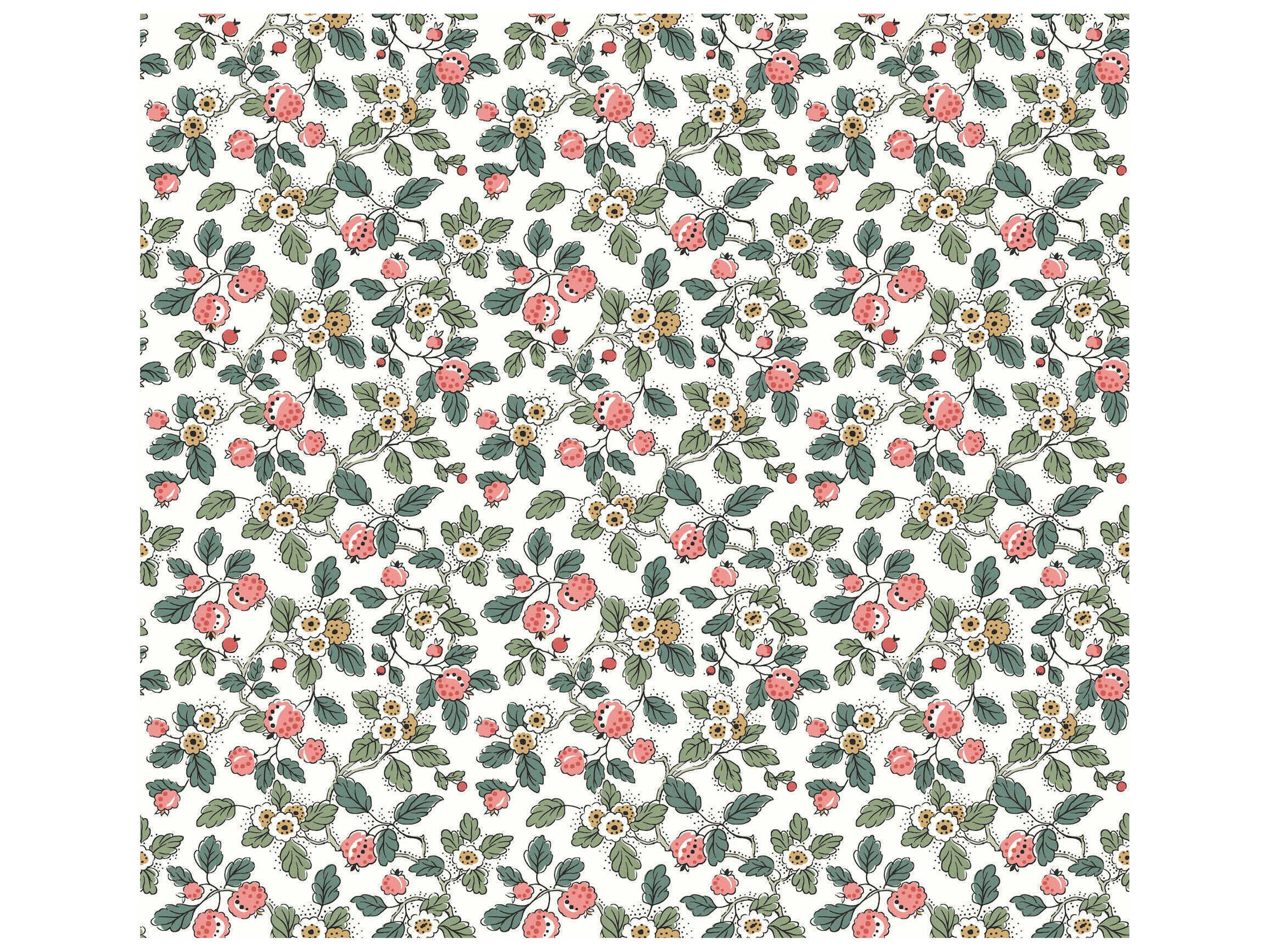 Antonina Vella Pink Berry Vines Wallpaper