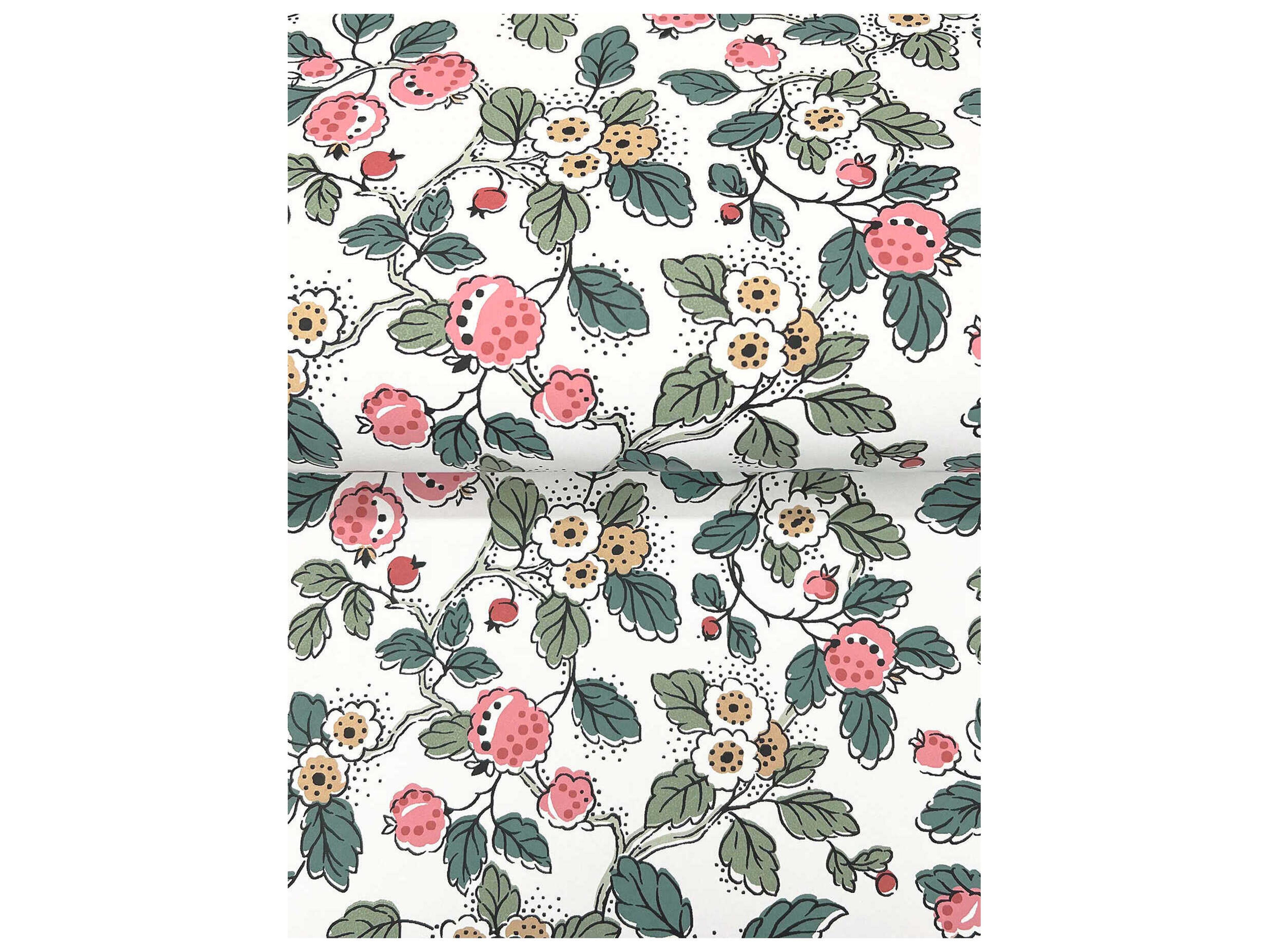 York Wallcoverings Antonina Vella Pink Berry Vines Wallpaper