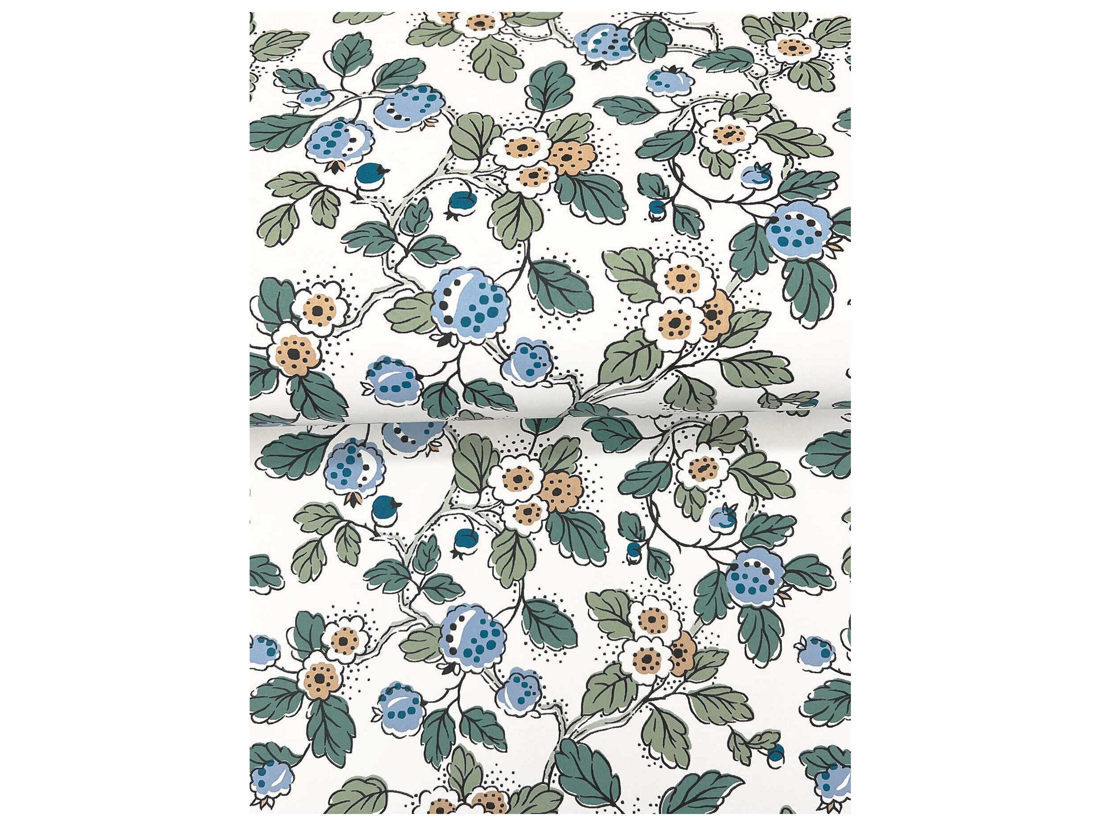 York Wallcoverings Antonina Vella Blue Berry Vines Wallpaper