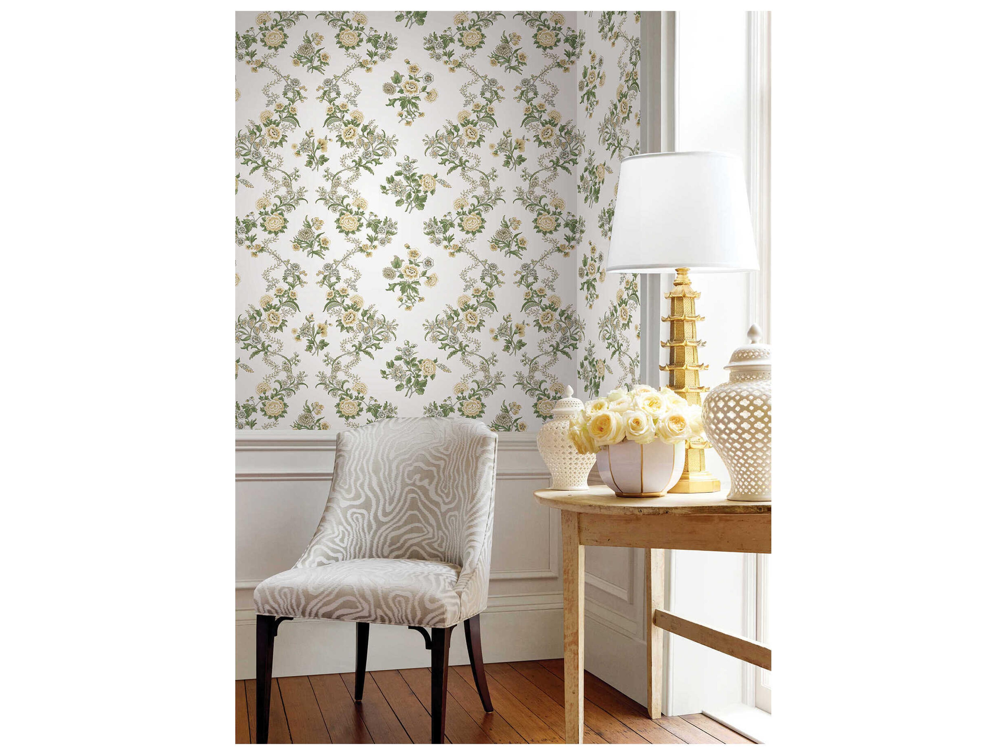 York Wallcoverings Antonina Vella Butter Floral Trail Wallpaper