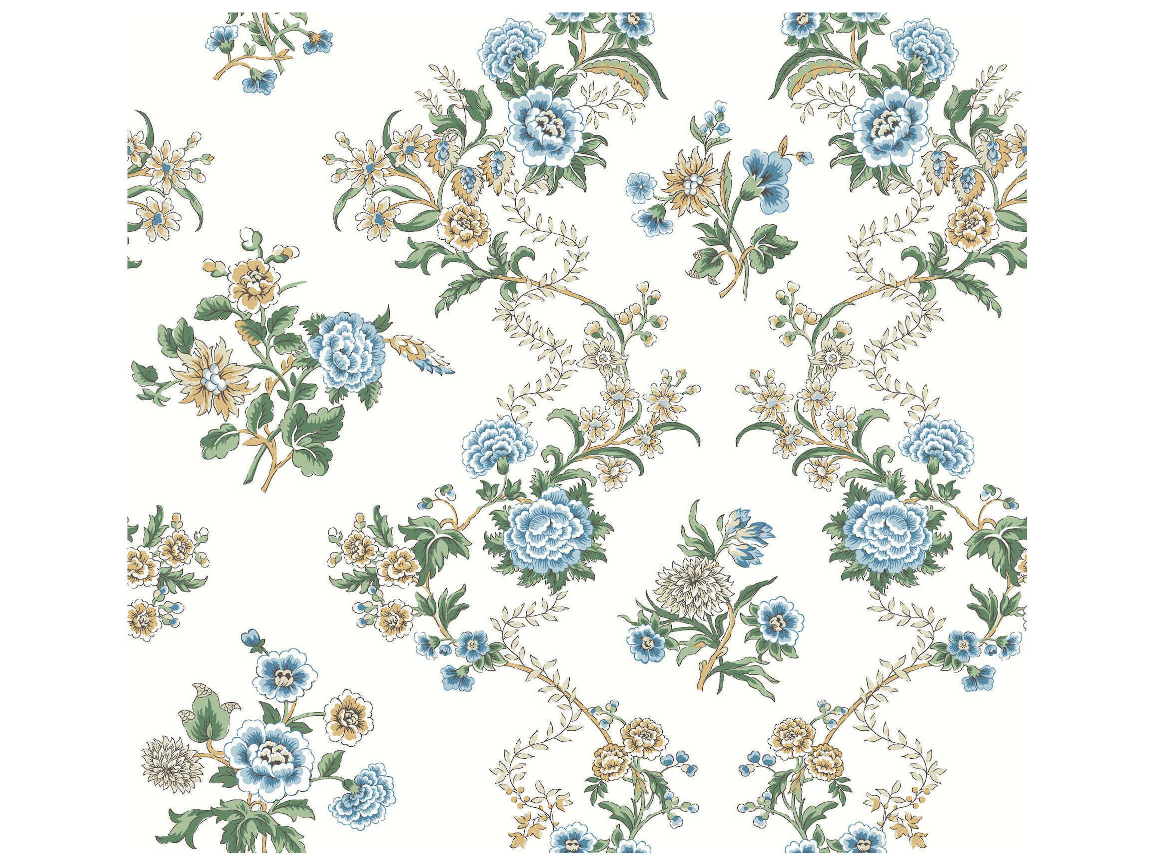 Antonina Vella Sapphire Floral Trail Wallpaper