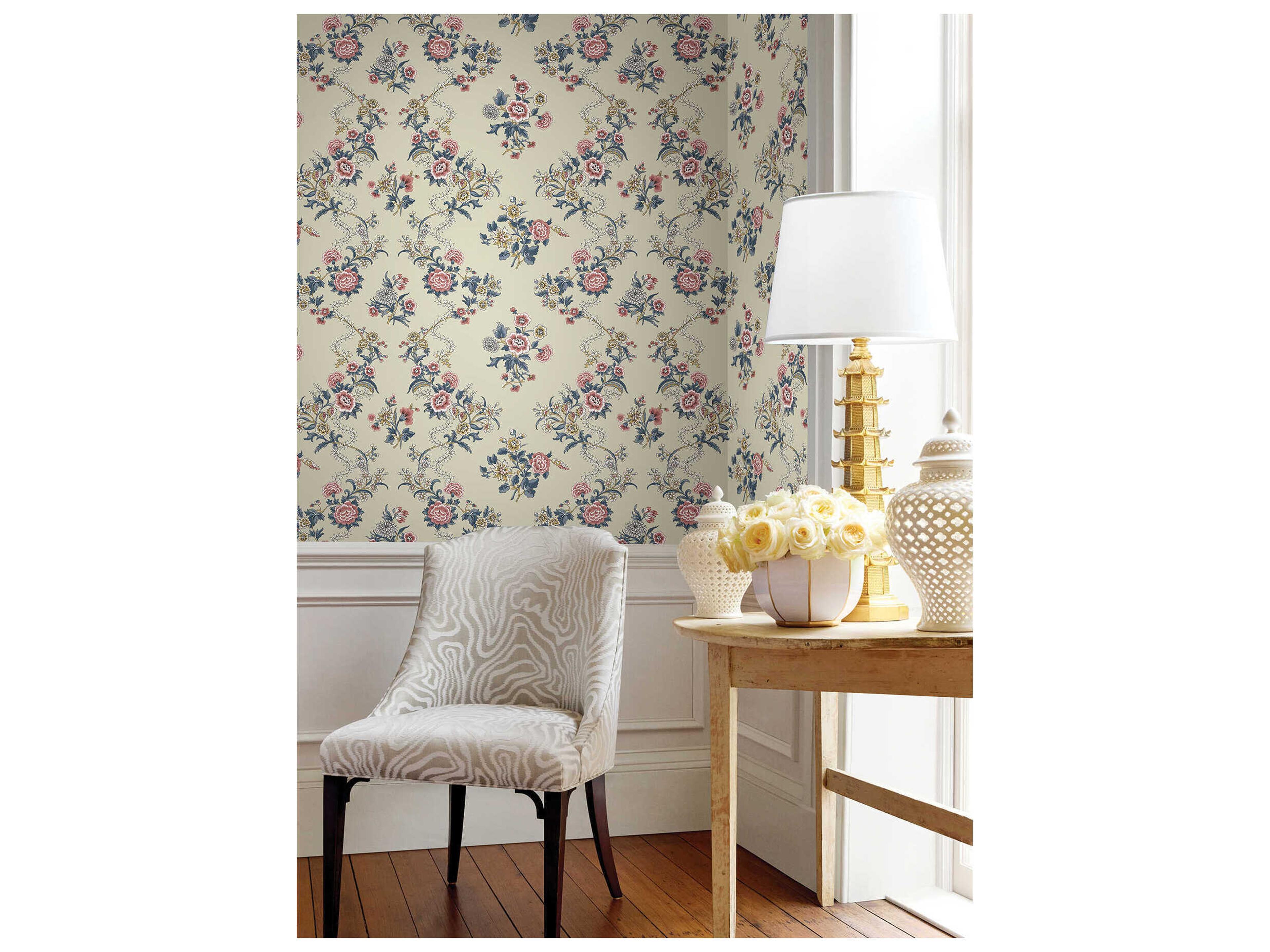 York Wallcoverings Antonina Vella Rose Floral Trail Wallpaper