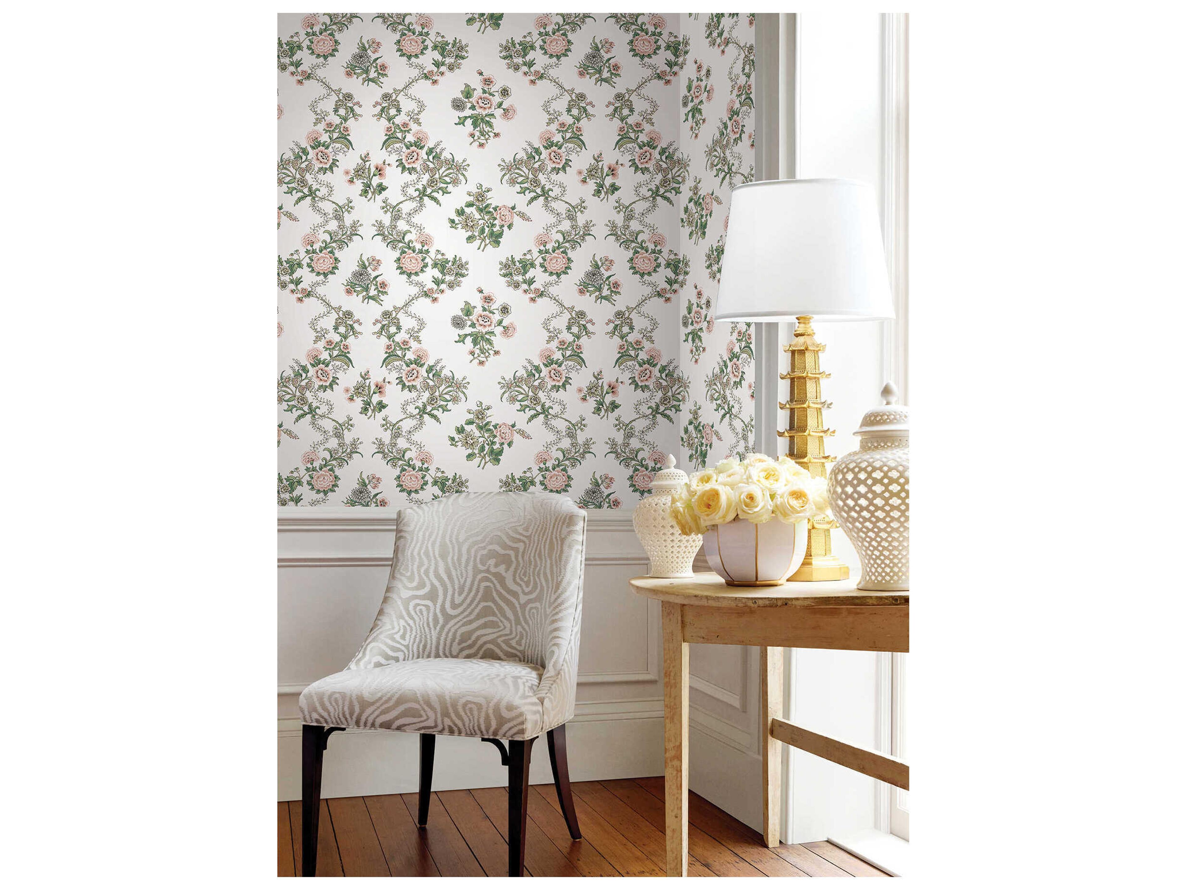 York Wallcoverings Antonina Vella Blush Floral Trail Wallpaper