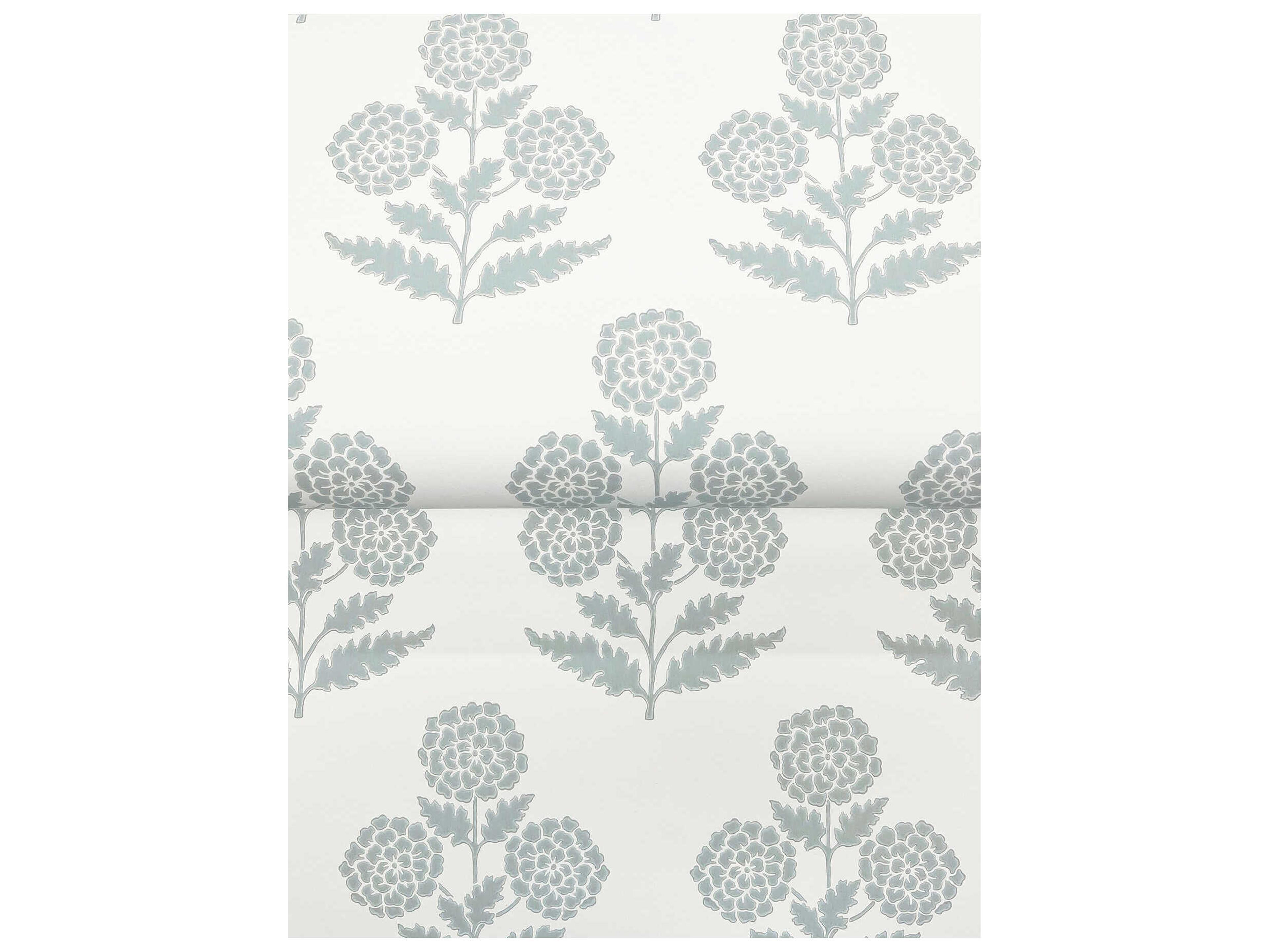 York Wallcoverings Antonina Vella Light Blue Marigolds Wallpaper
