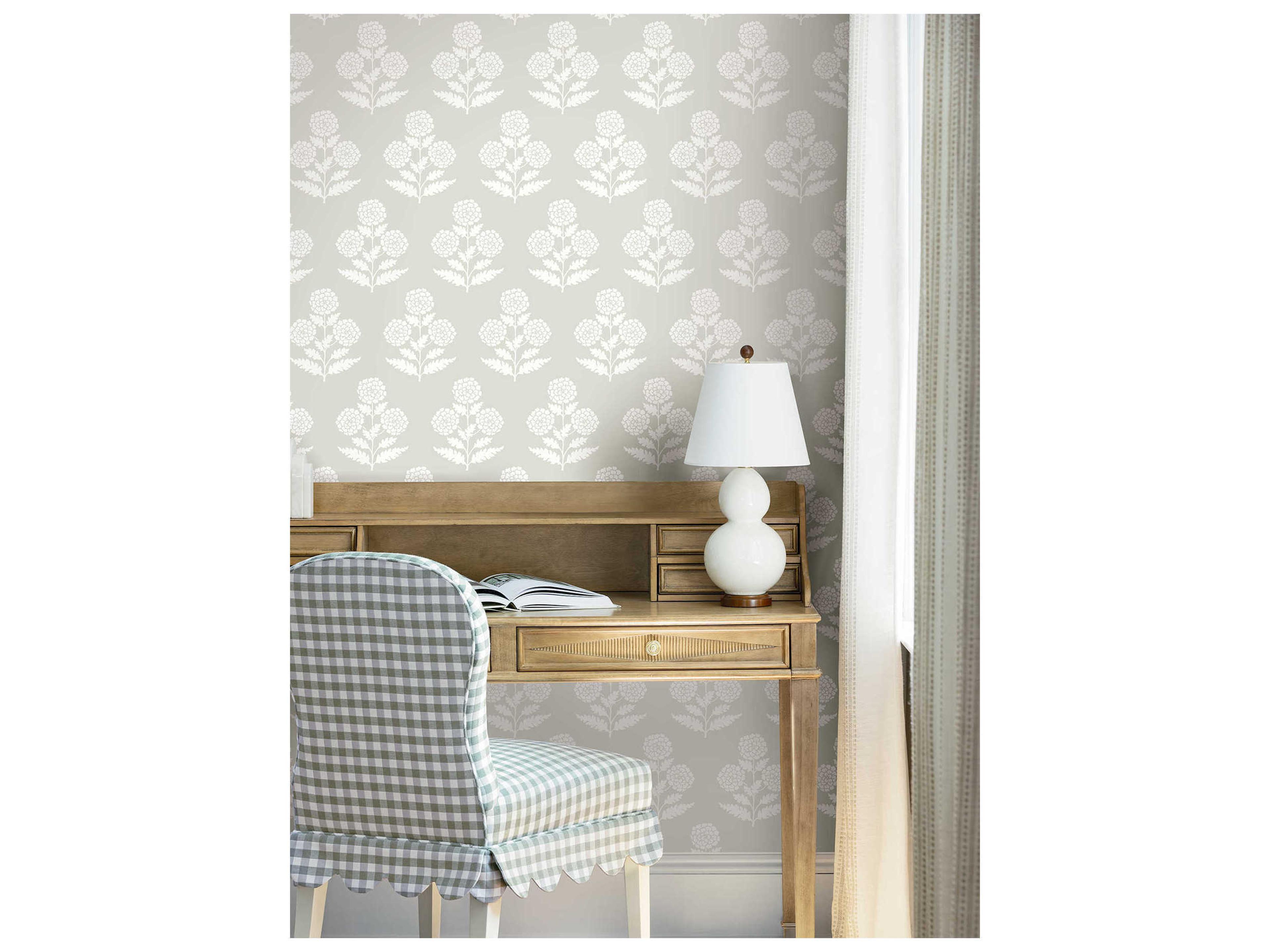 York Wallcoverings Antonina Vella Beige Marigolds Wallpaper