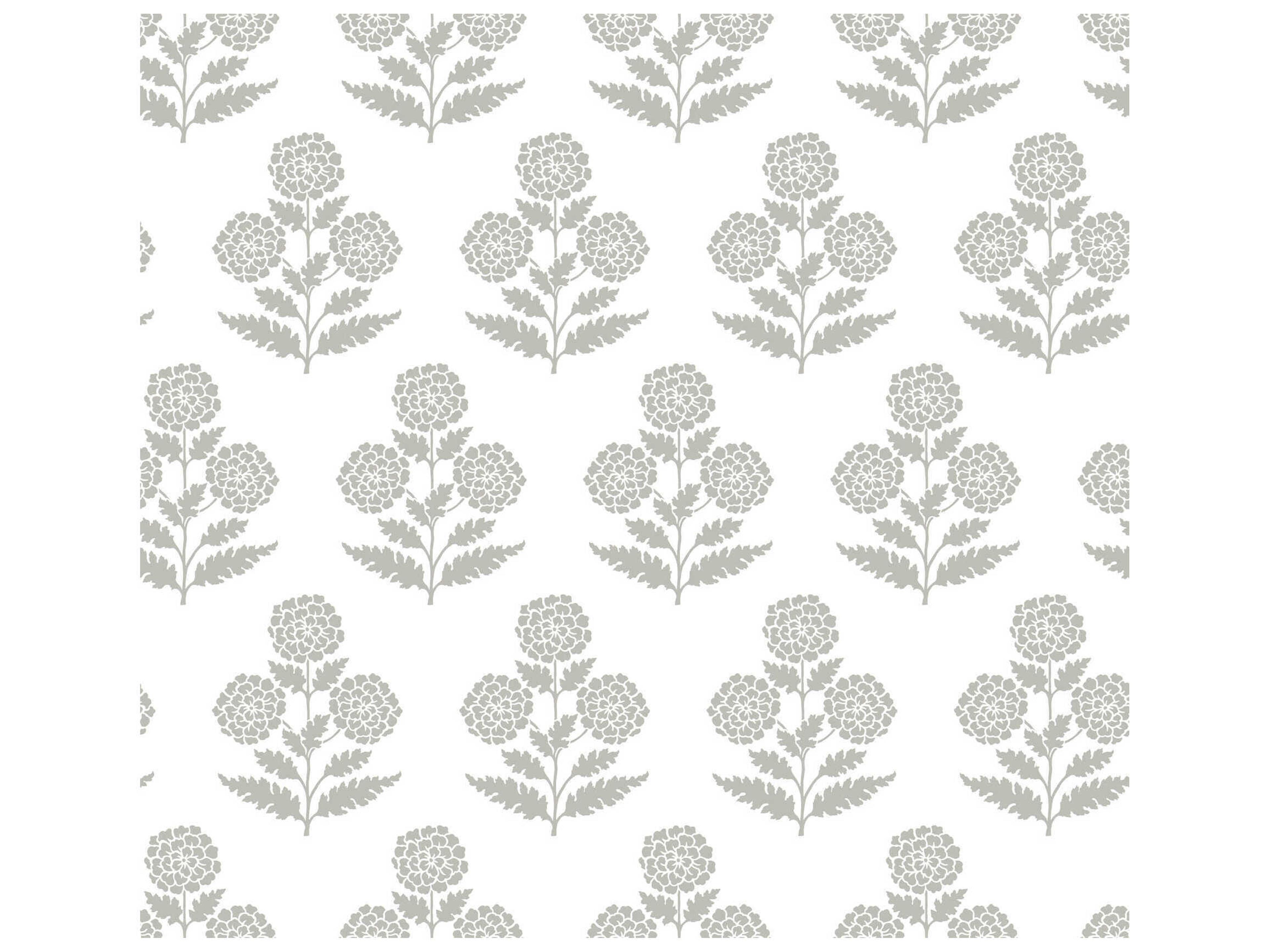 Antonina Vella Grey Marigolds Wallpaper