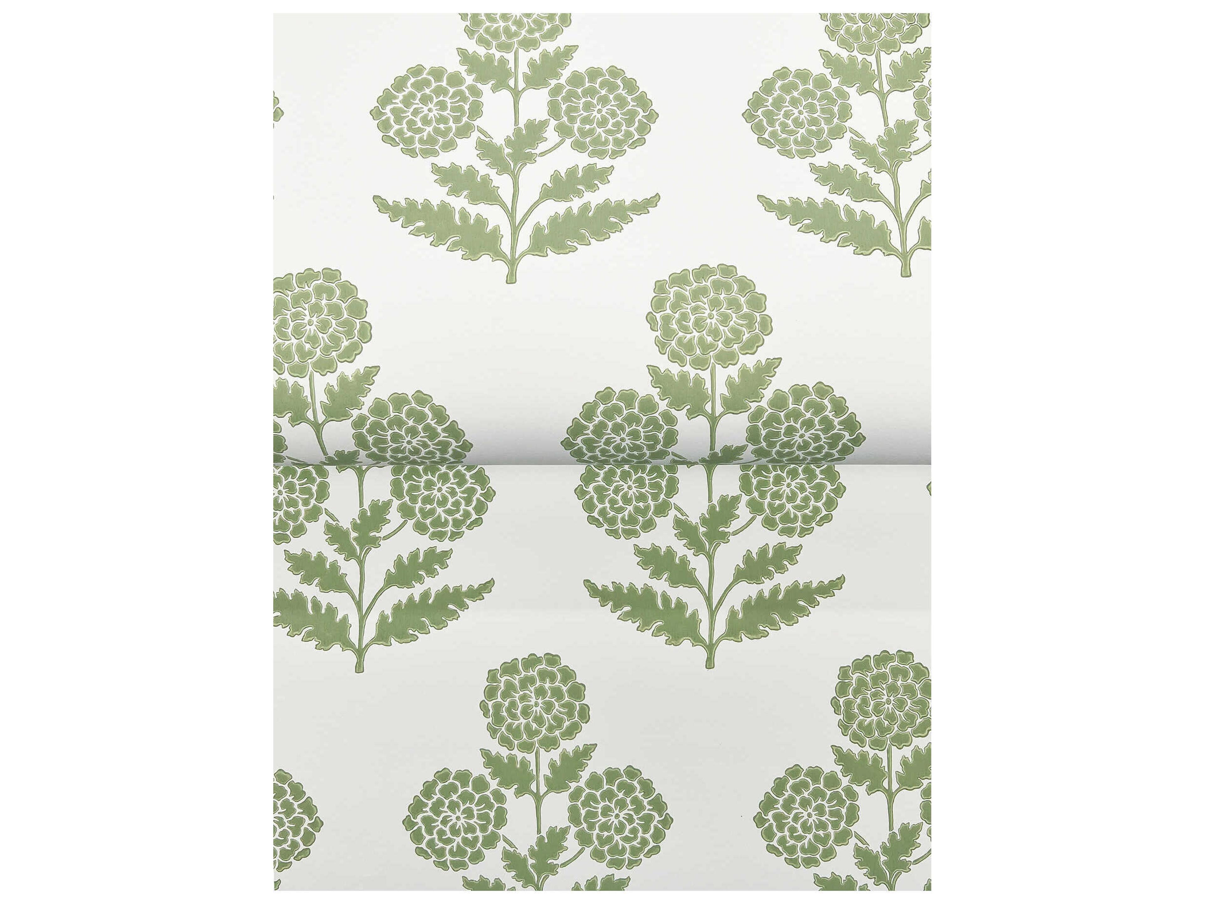 York Wallcoverings Antonina Vella Green Marigolds Wallpaper