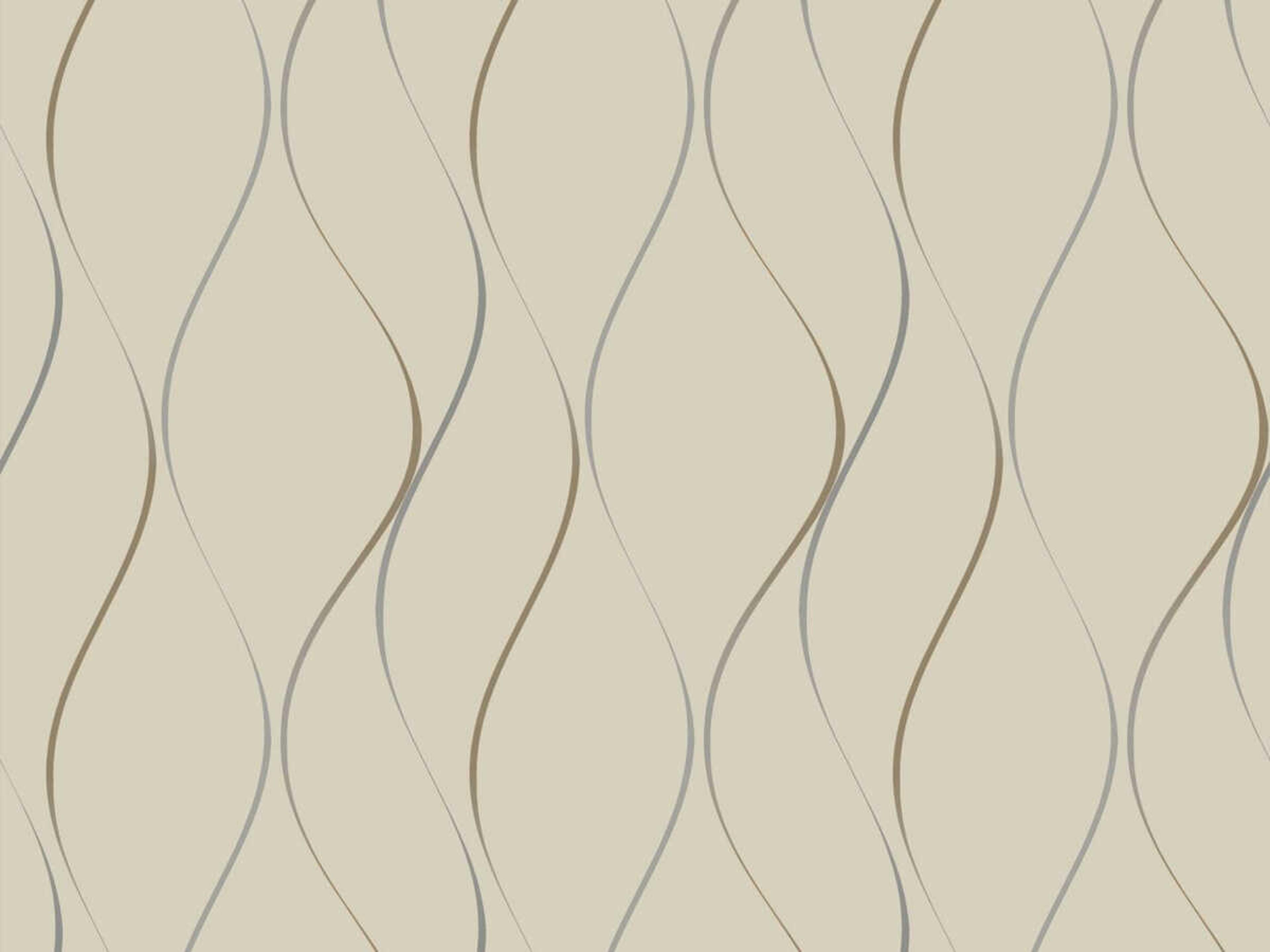 York Wallcoverings Antonina Vella Dazzling Dimensions Volume II Beige Metallic Wavy Stripe Wallpaper