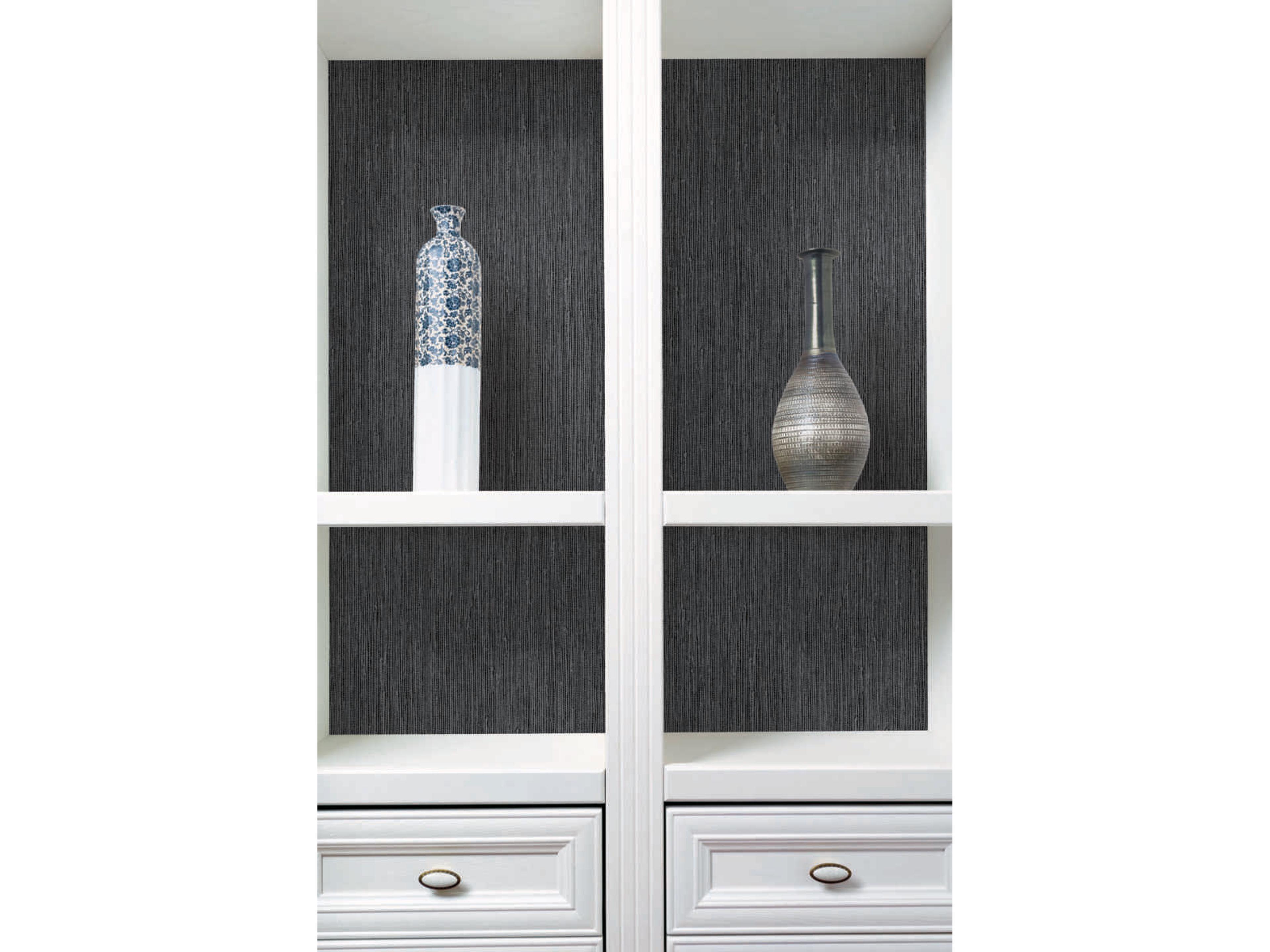 York Wallcoverings Grasscloth Resource Library Black Seagrass Wallpaper