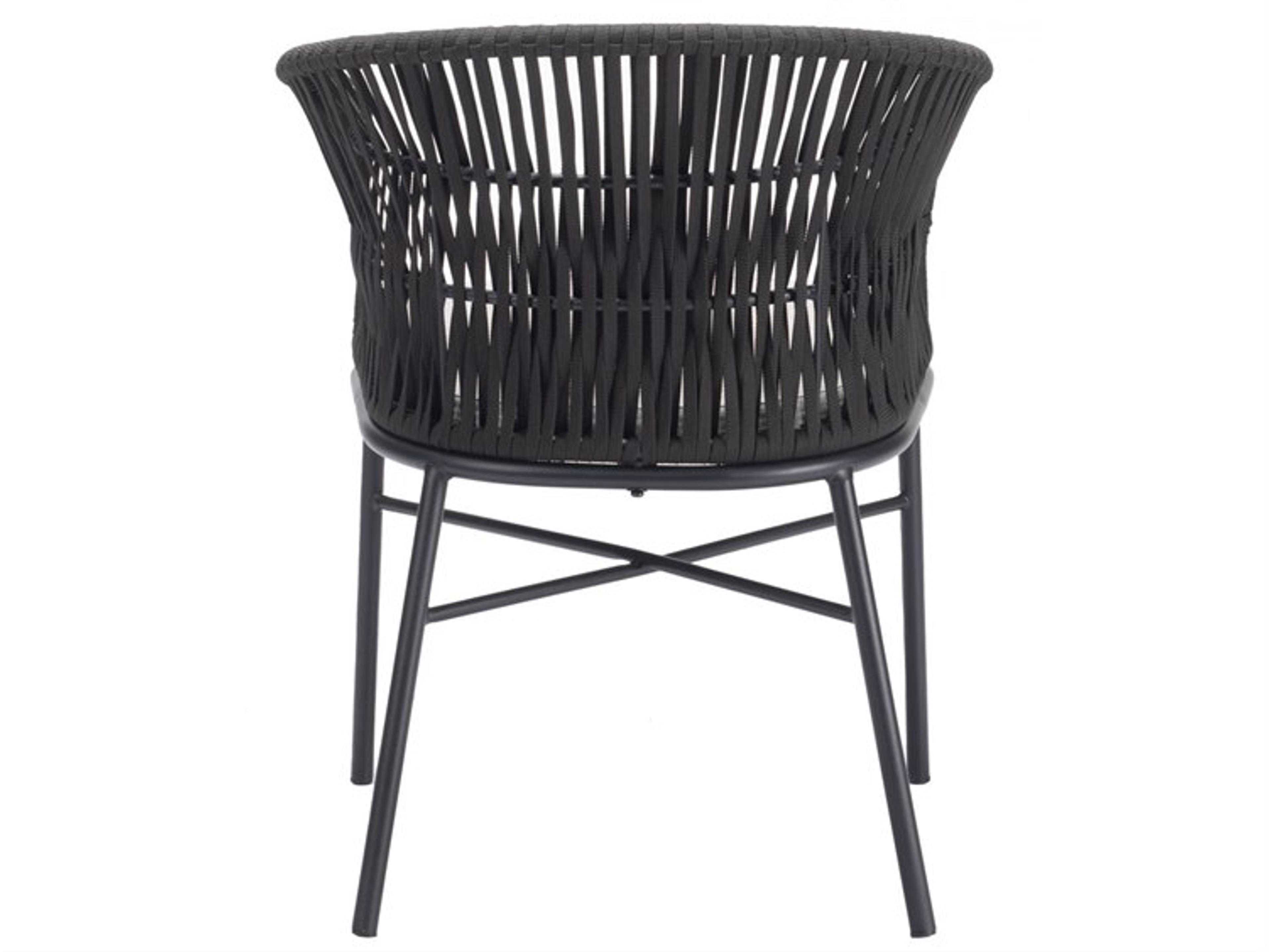 Zuo Outdoor Freycinet Black Steel Cushion Side Dining Chair Set of 2